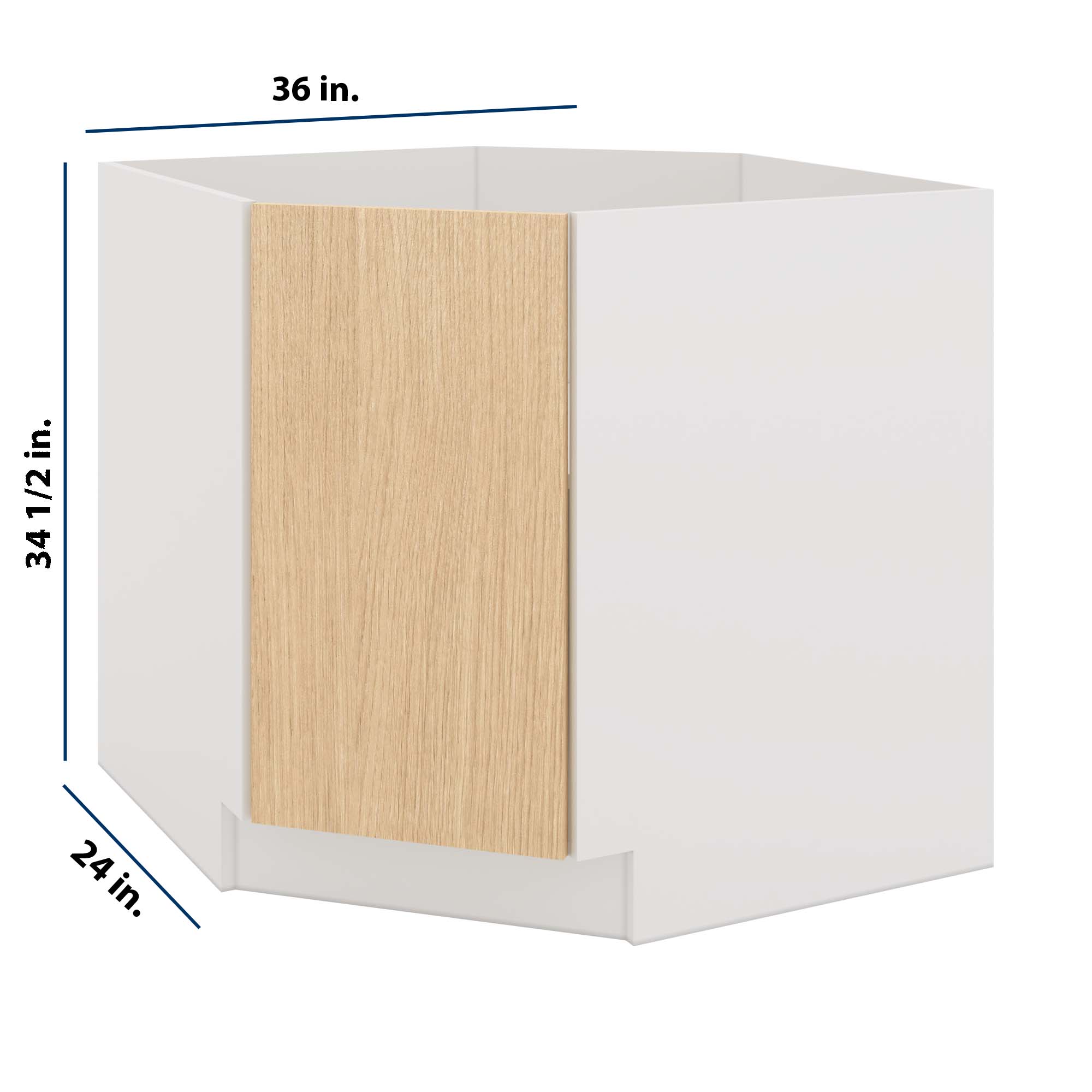 Modernform Cabinet Natural Oak 36" W X 34 1/2" H X 24" D Diagonal Sink Base Cabinet