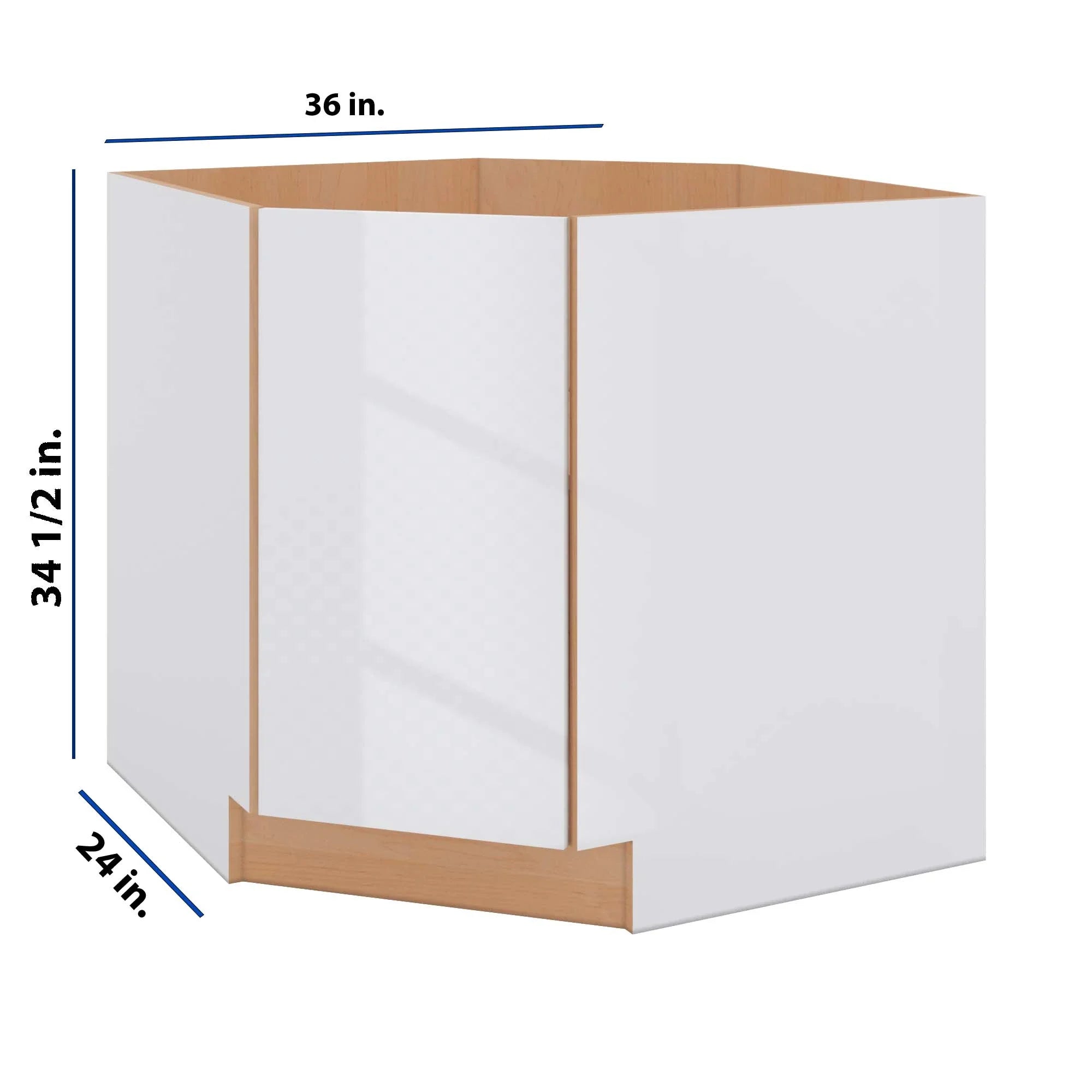 Modernform Cabinet Gloss White 36" W X 34 1/2" H X 24" D Diagonal Sink Base Cabinet