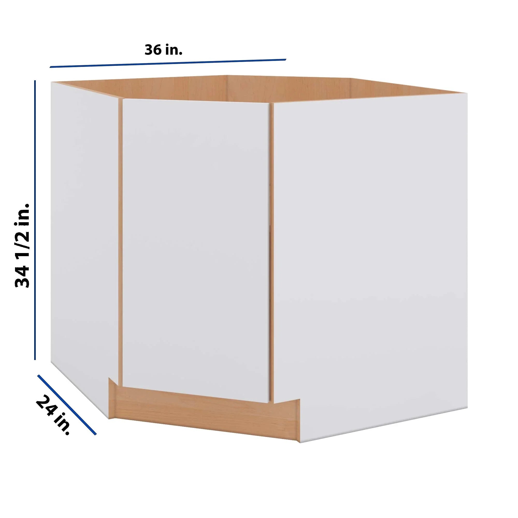 Modernform Cabinet Matte White 36" W X 34 1/2" H X 24" D Diagonal Sink Base Cabinet
