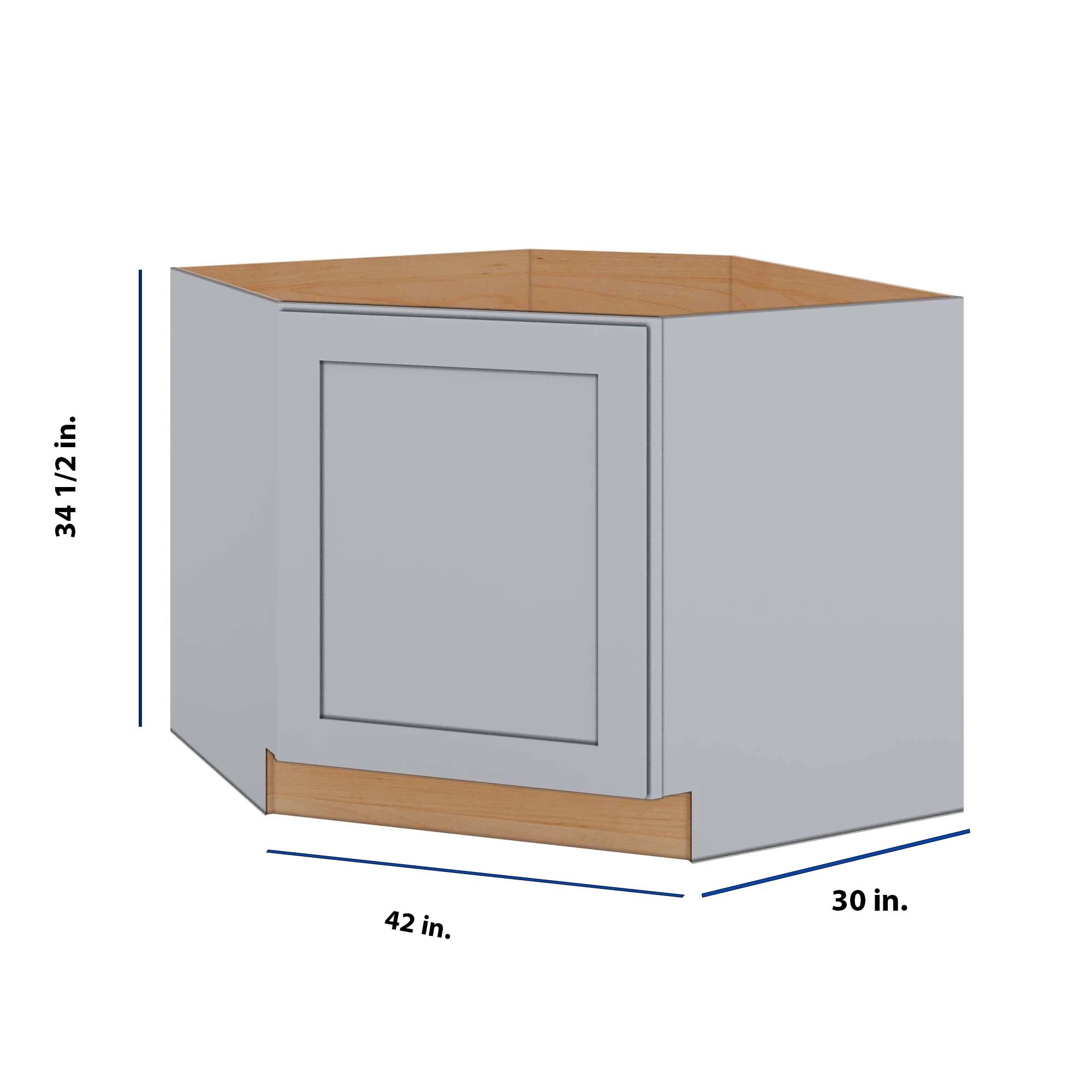 Modernform Cabinet Grey Shaker 42" W X 34 1/2" H X 24" D Diagonal Corner Sink Base Cabinet