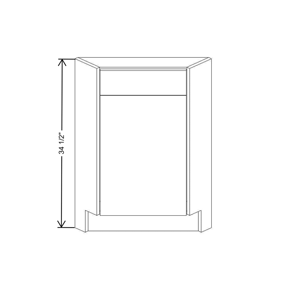 CNC Concord Elegant Smoky Grey 36" W Diagonal Corner Sink Front