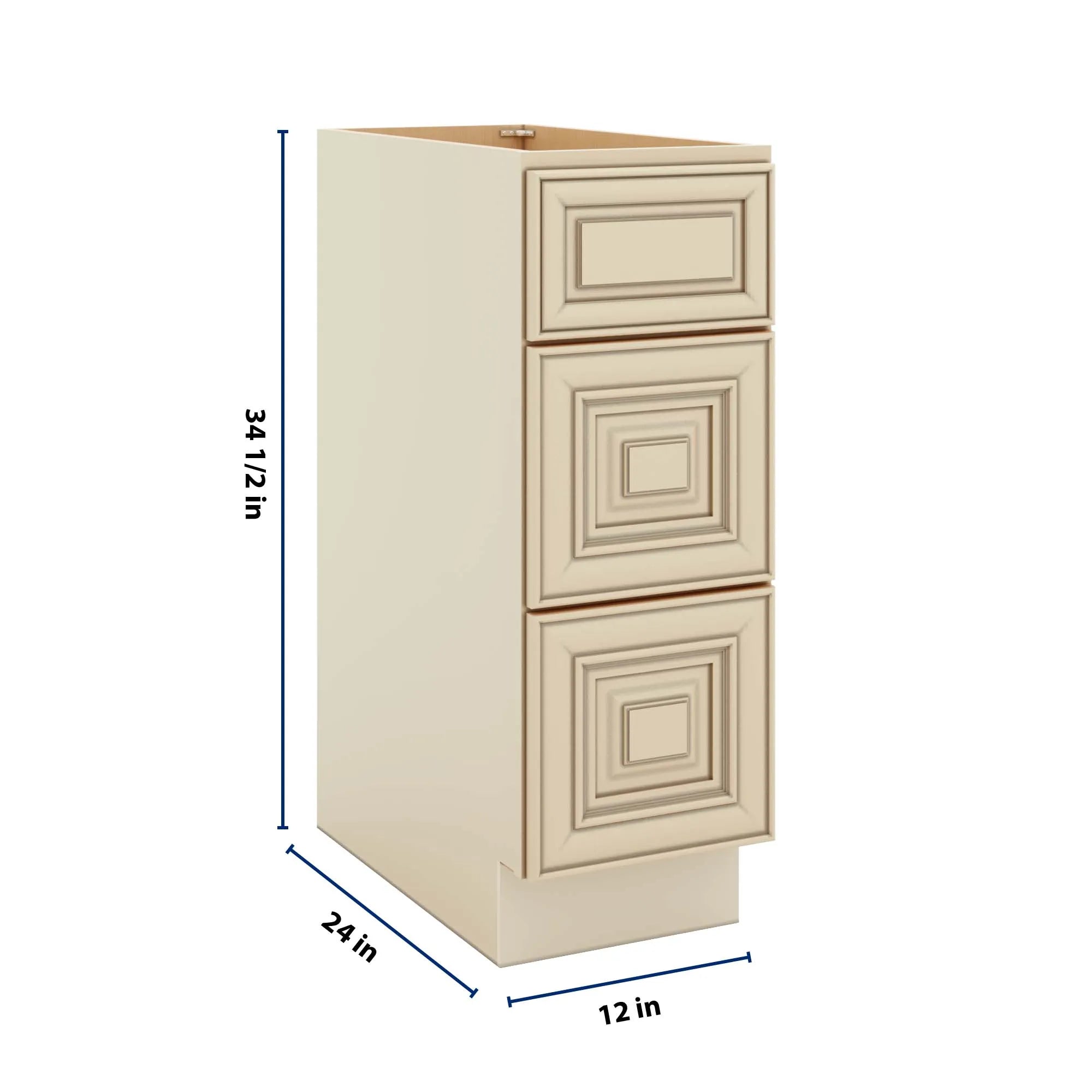 J&K Creme Glazed A7 Base w/3 Drawers - 12" W