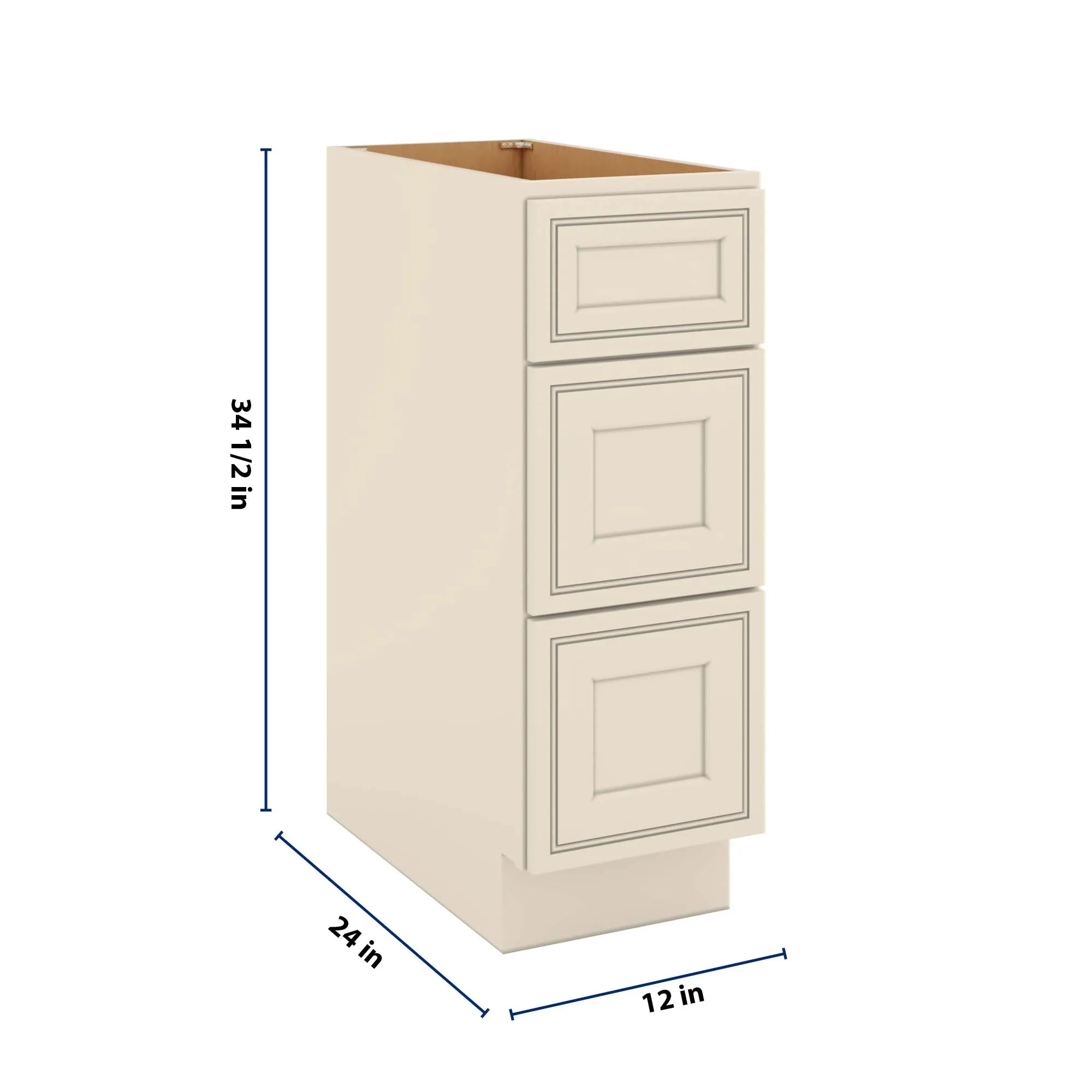 J&K Pearl Glazed H9 Base w/3 Drawers - 12" W