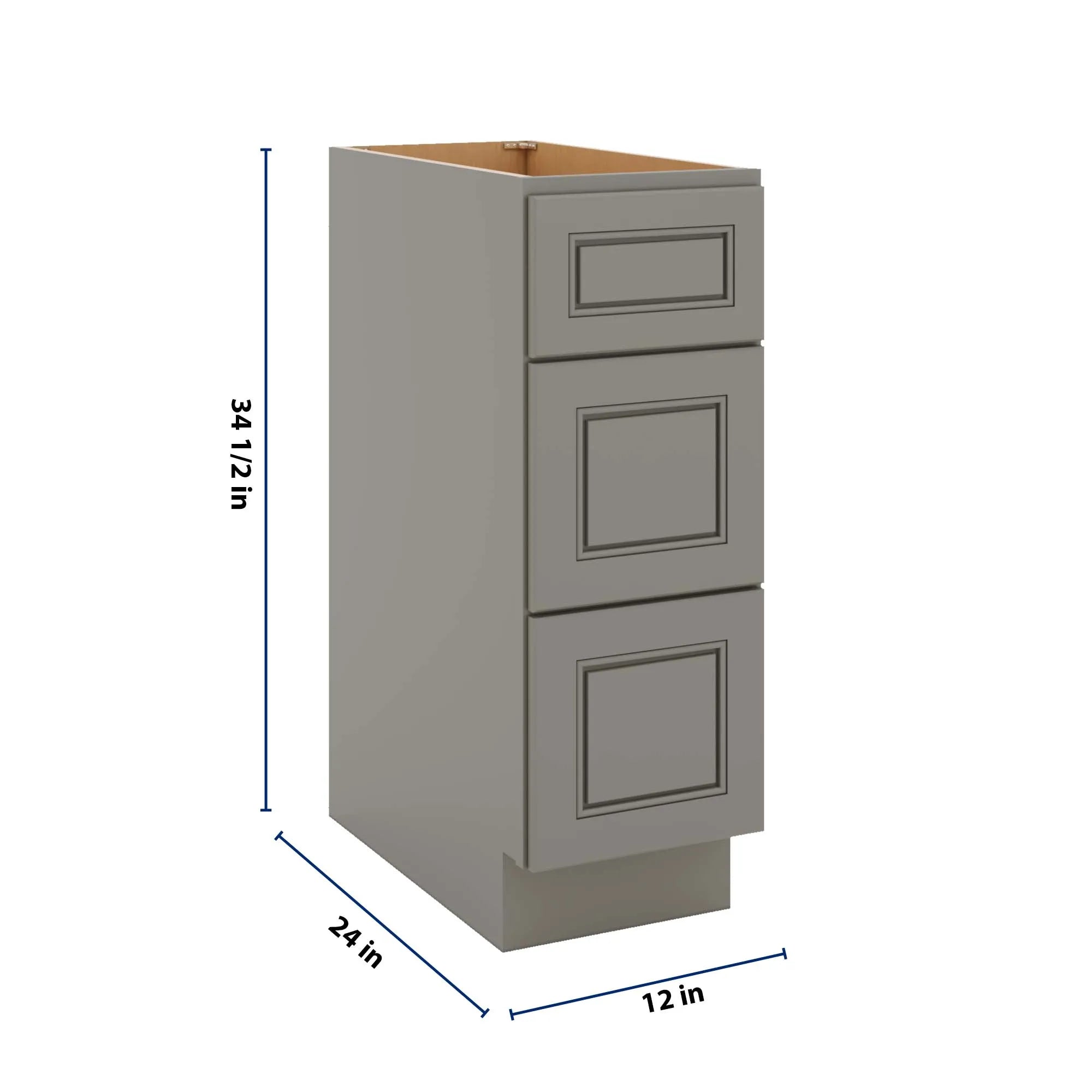 J&K Greige K3 Base w/3 Drawers - 12" W