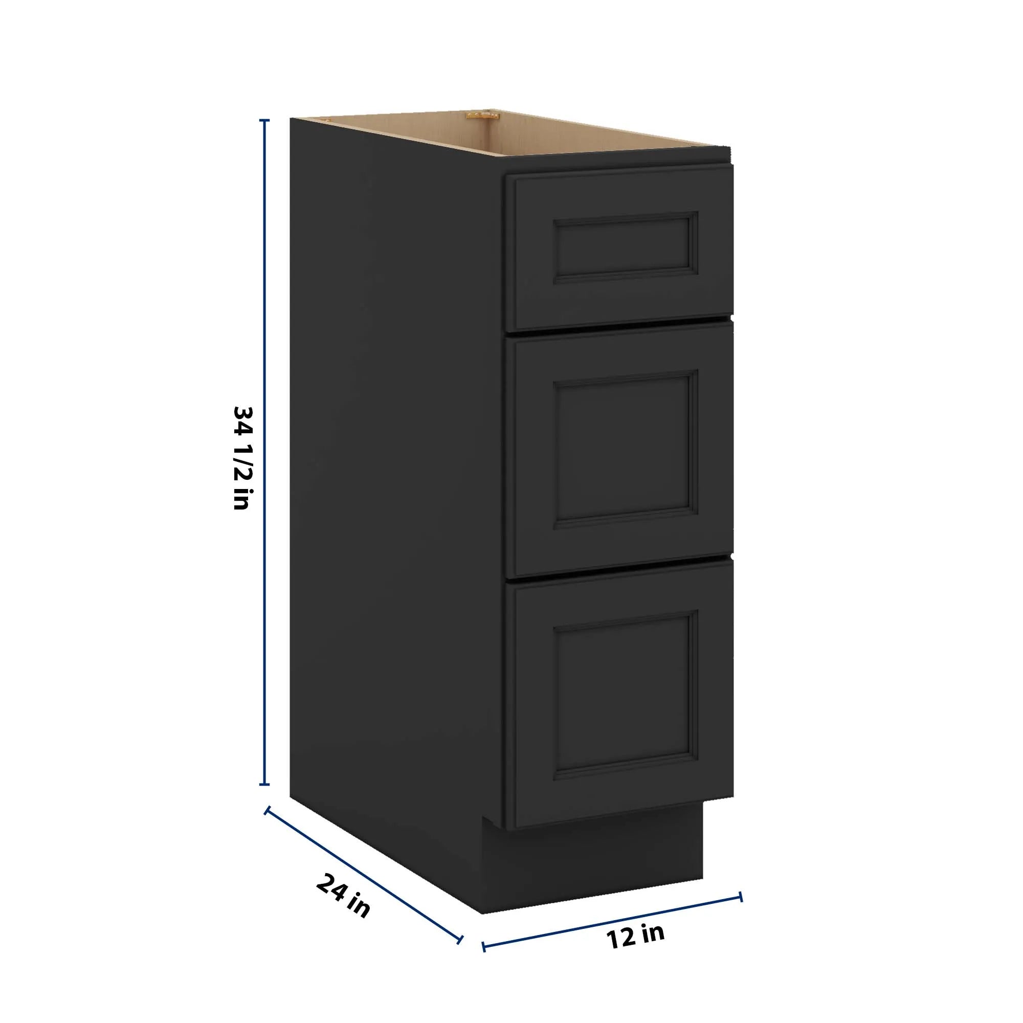 J&K Charcoal E2 Base w/3 Drawers - 12" W