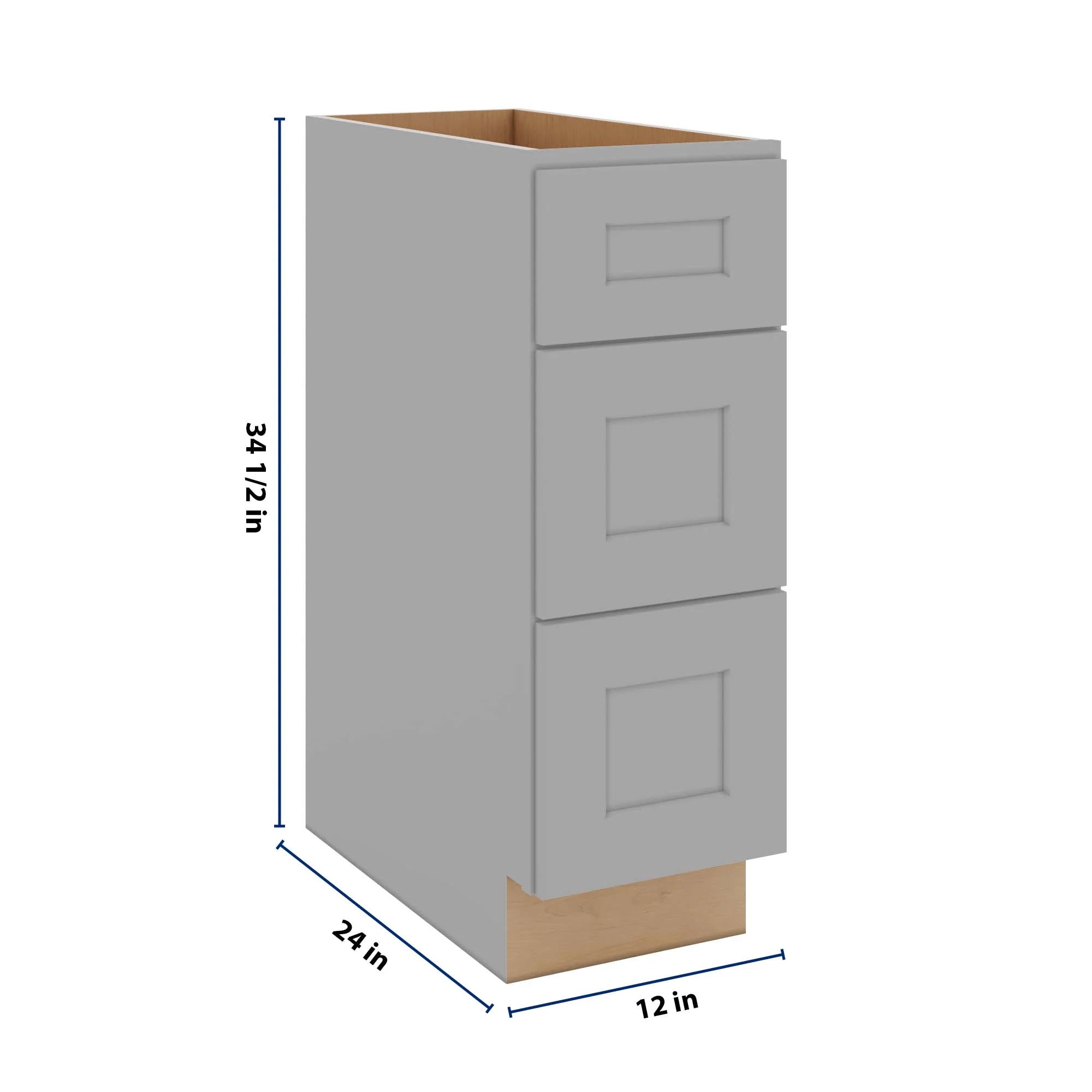 J&K Castle Grey S5 Base w/3 Drawers - 12" W