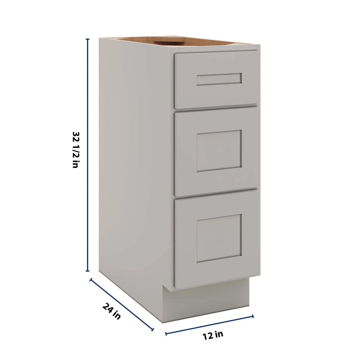 CNC Luxor 5-Piece Misty Grey 12" W X 32 1/2" H 3 Drawer Base Cabinet
