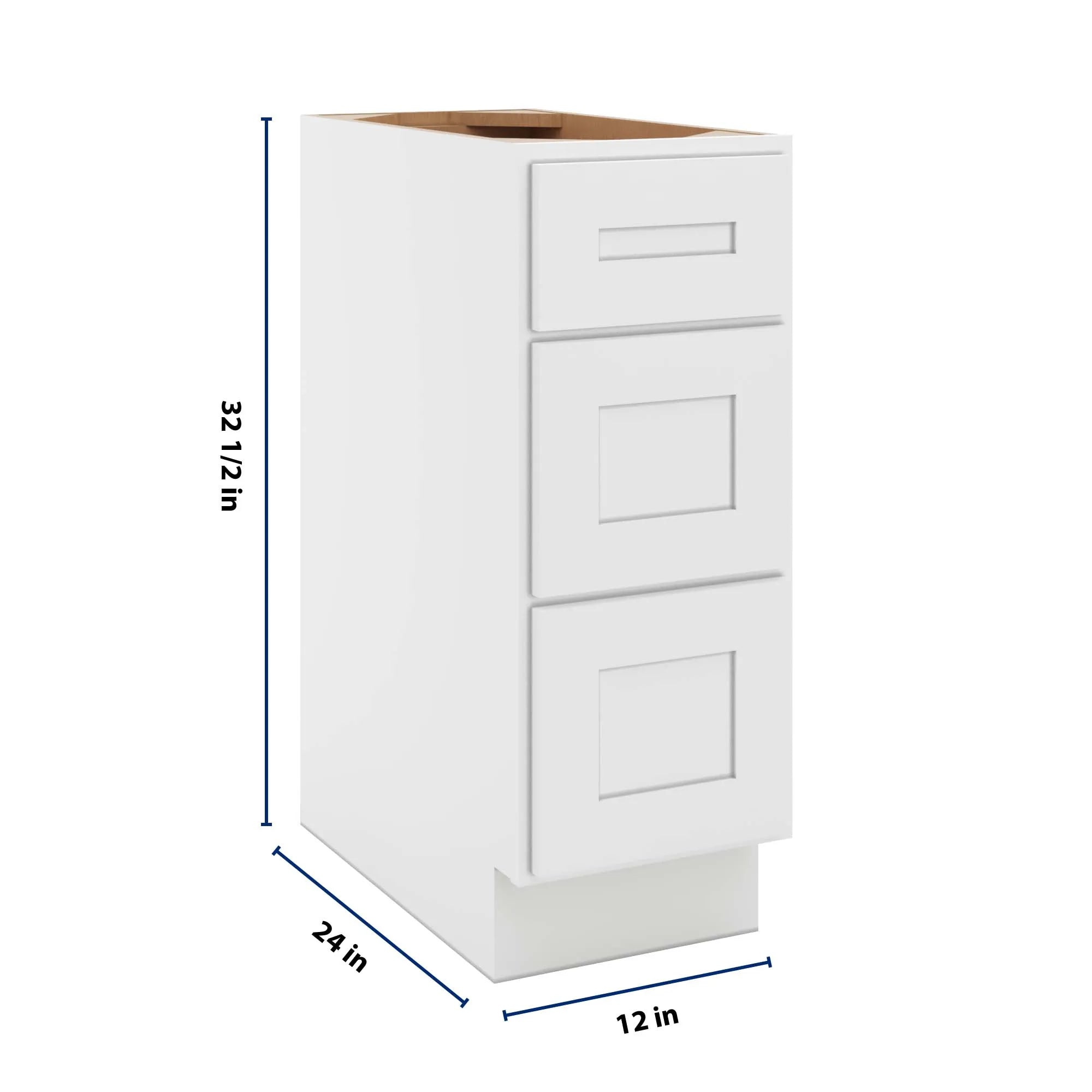 cnc luxor 5 piece white 12 w x 32 1 2 h 3 drawer base cabinet