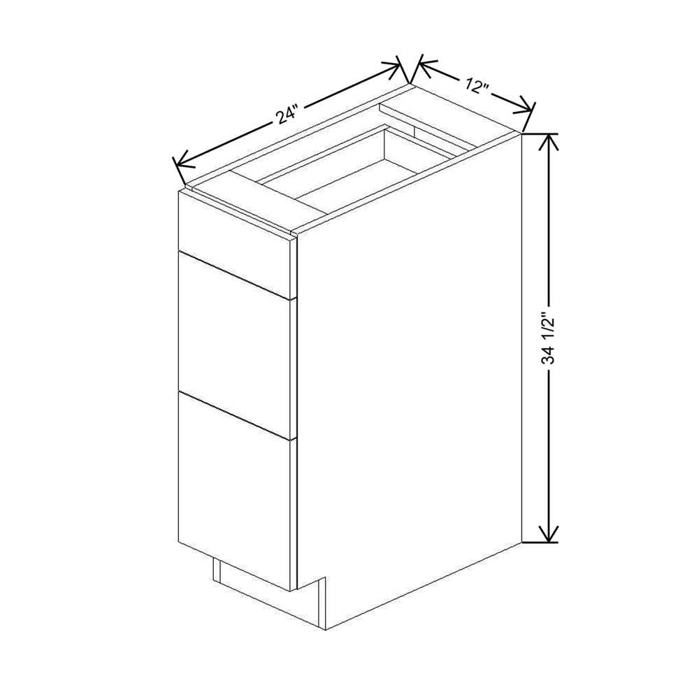 CNC Concord Fashion Ocean 12" W 3 Drawer Base Cabinet