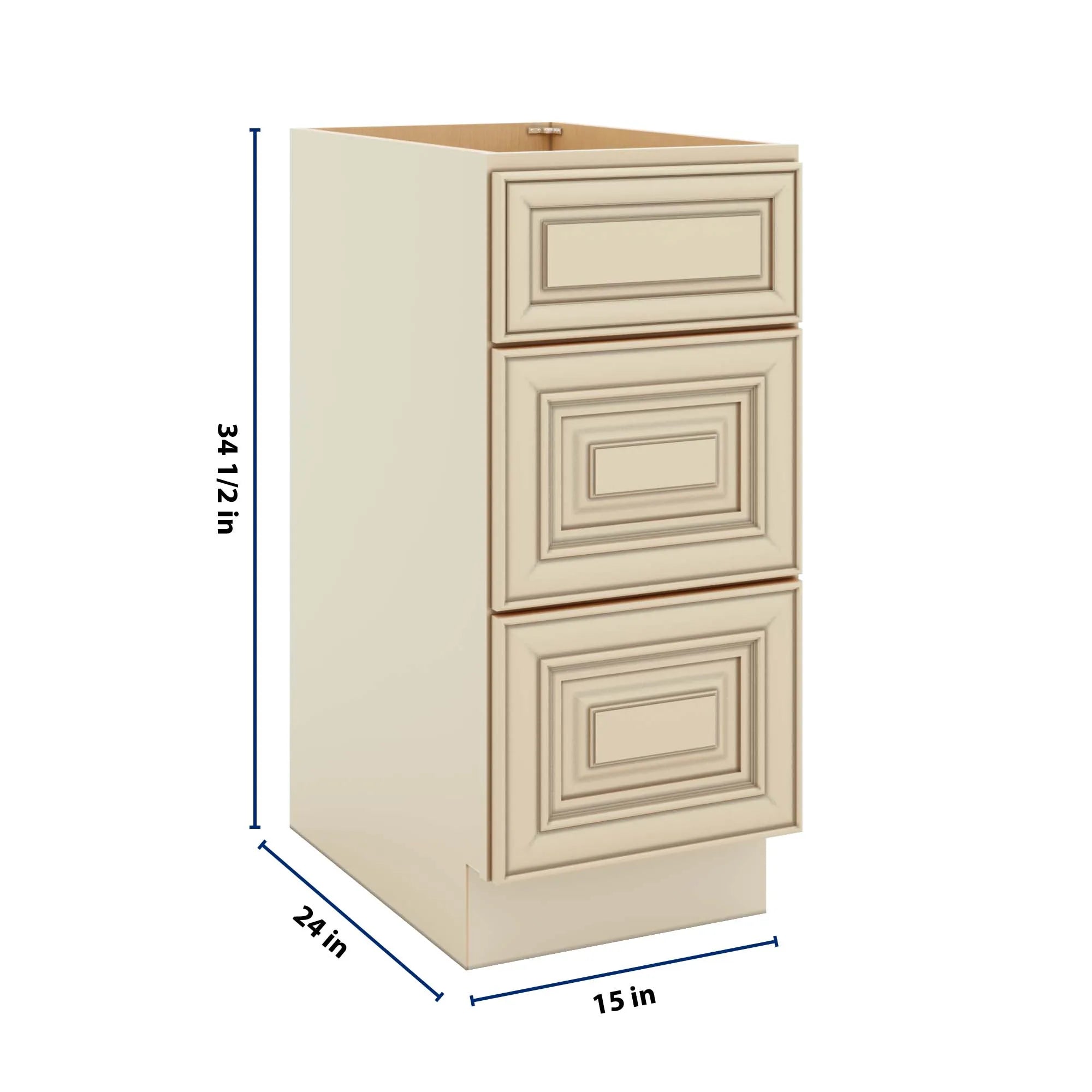 J&K Creme Glazed A7 Base w/3 Drawers - 15" W