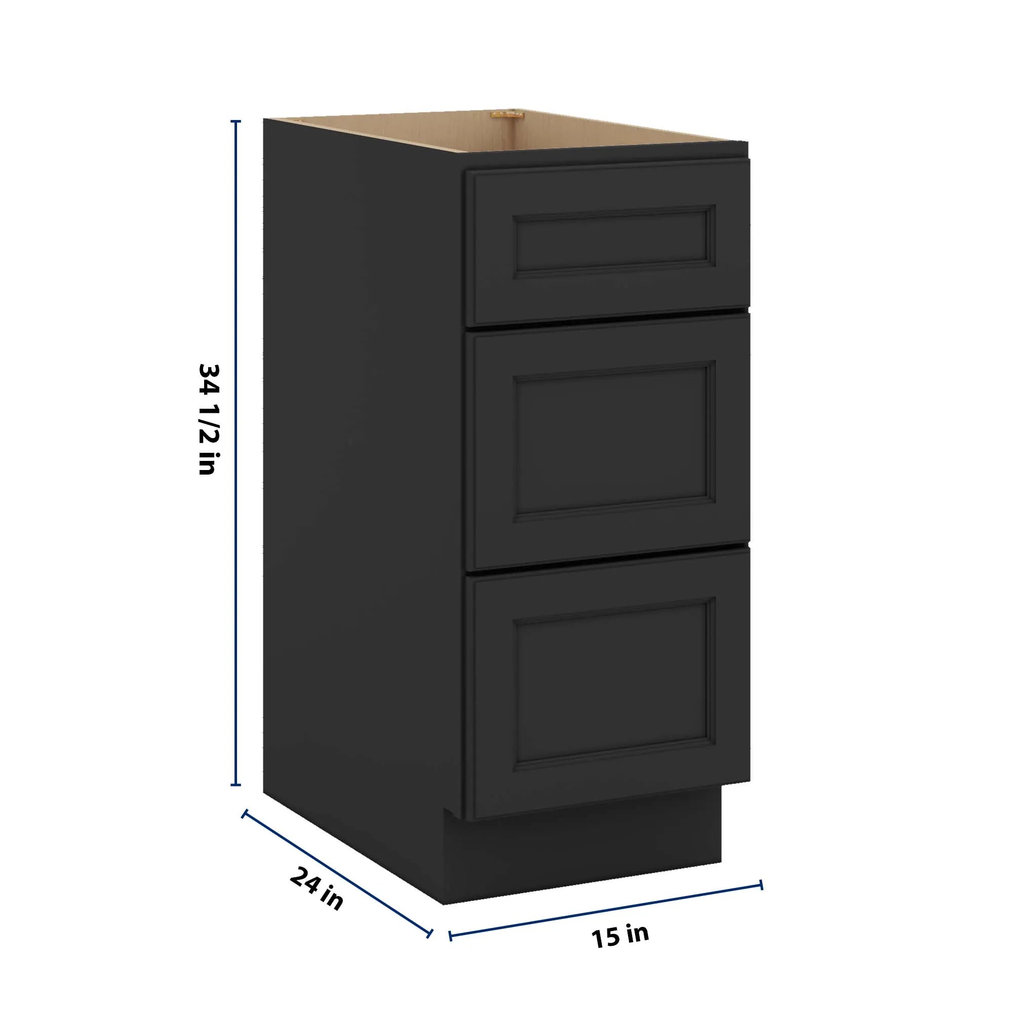 J&K Charcoal E2 Base w/3 Drawers - 15" W