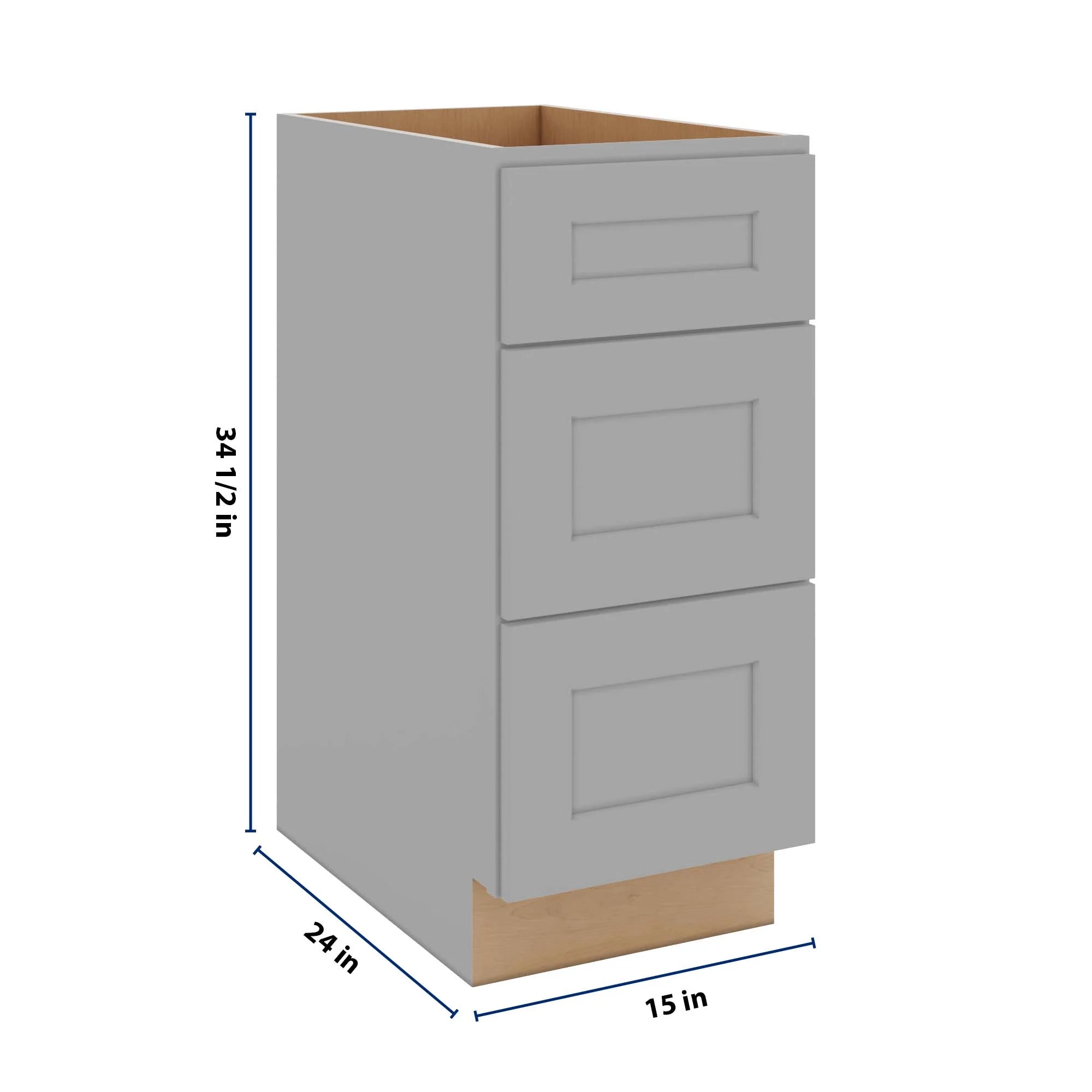 J&K Castle Grey S5 Base w/3 Drawers - 15" W