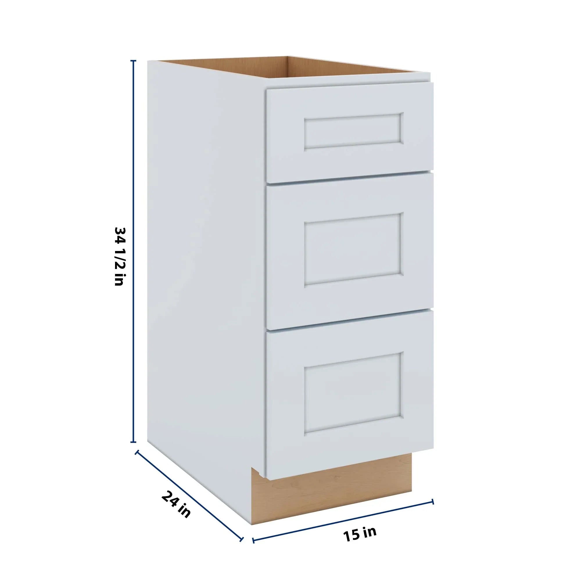 J&K White Shaker S8 Base w/3 Drawers - 15" W