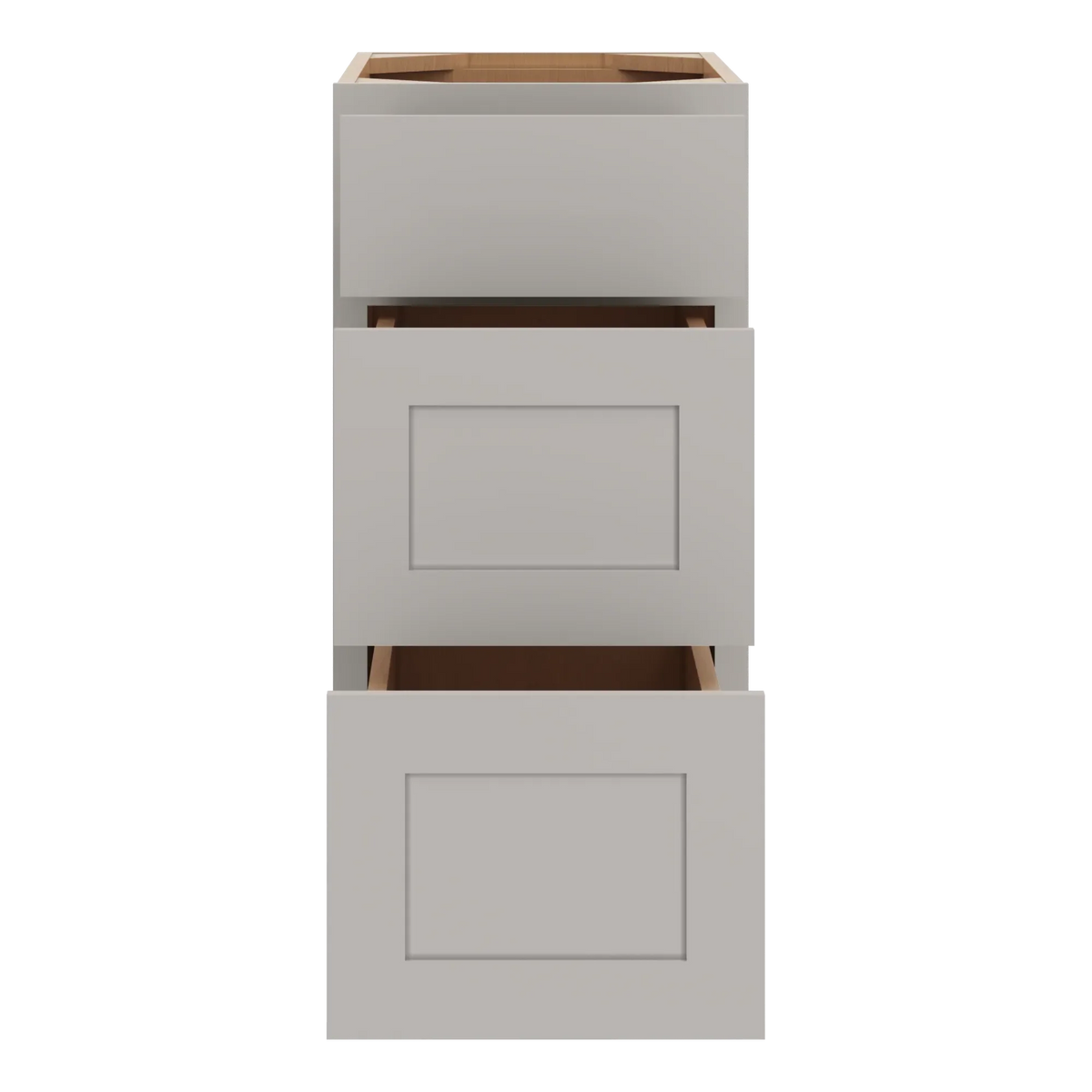 cnc luxor misty grey 15 w 3 drawer base cabinet