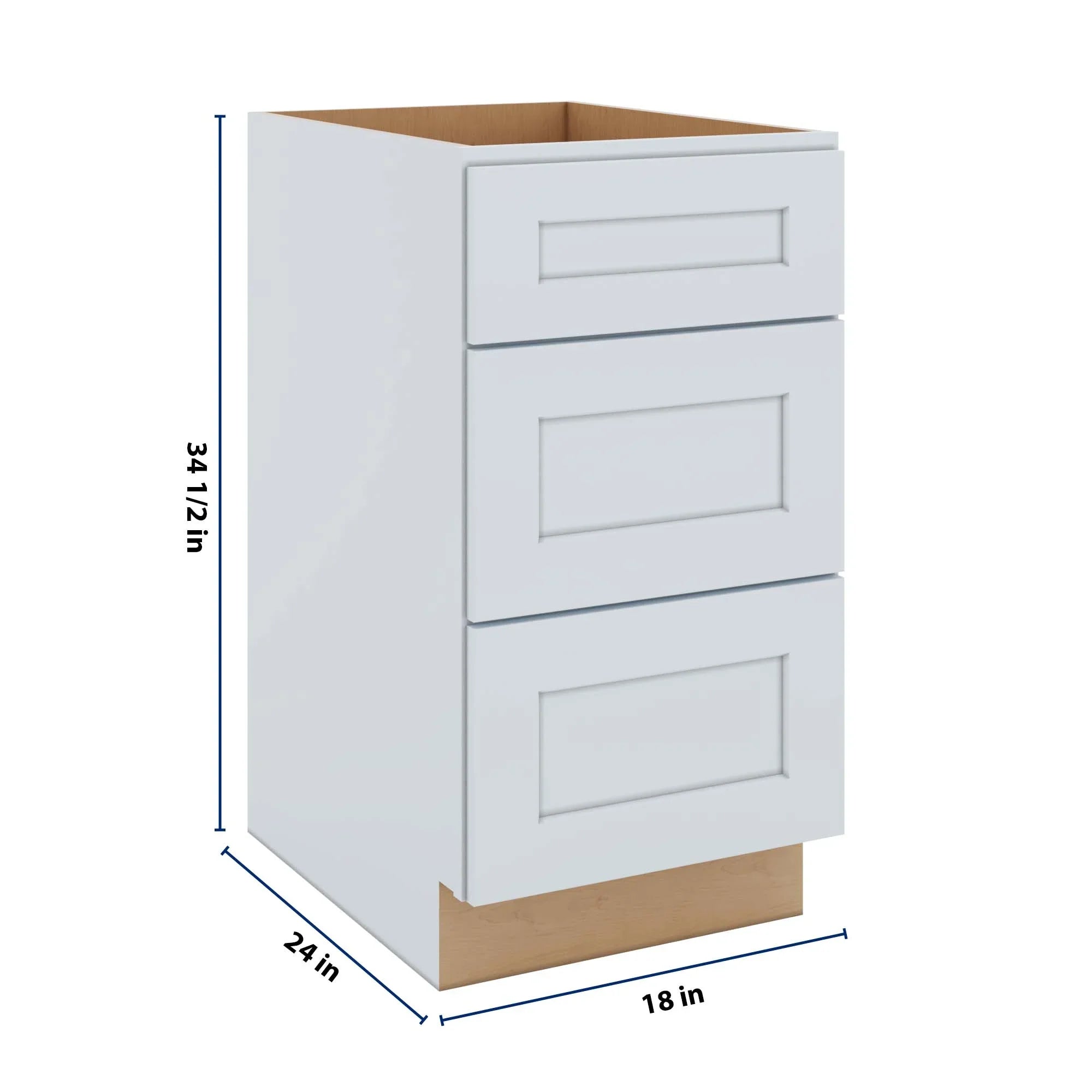 J&K White Shaker S8 Base w/3 Drawers - 18" W