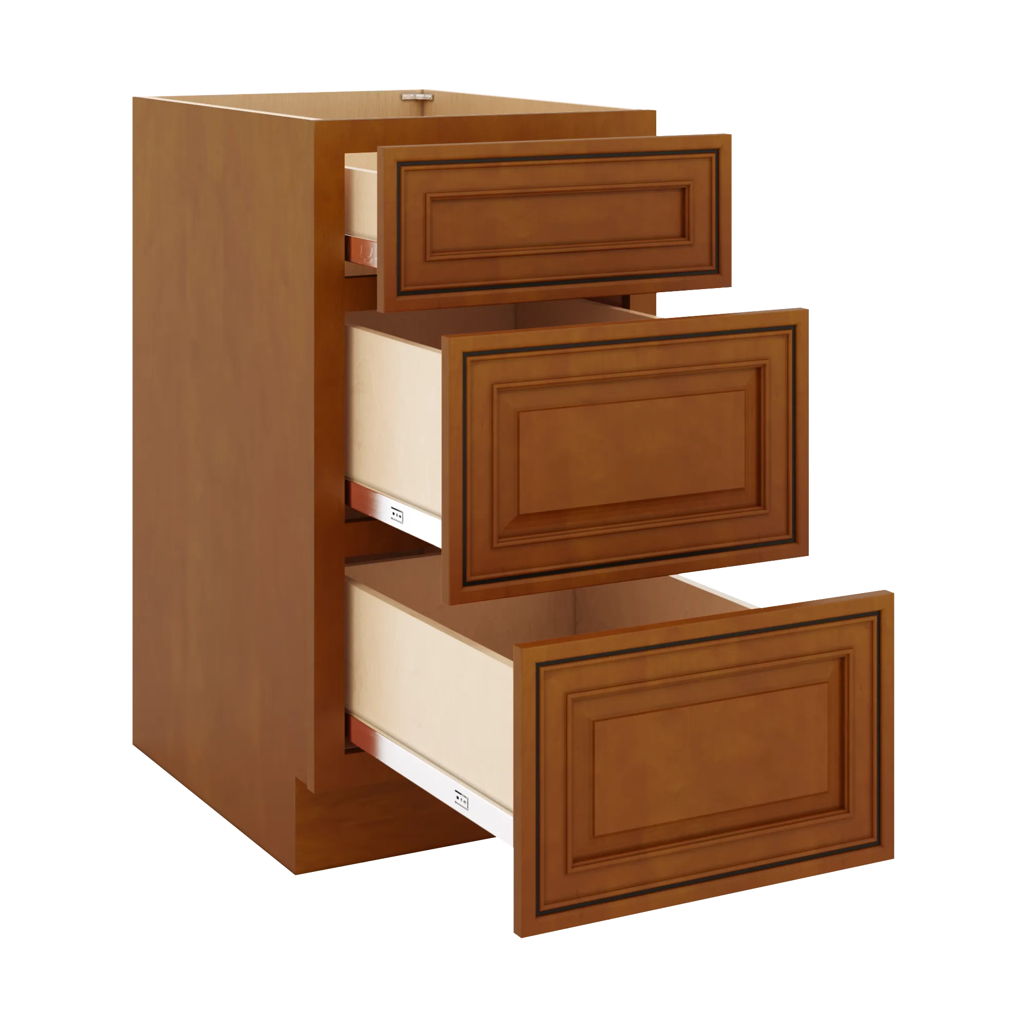 j k mocha glazed k10 base w 3 drawers 18 w