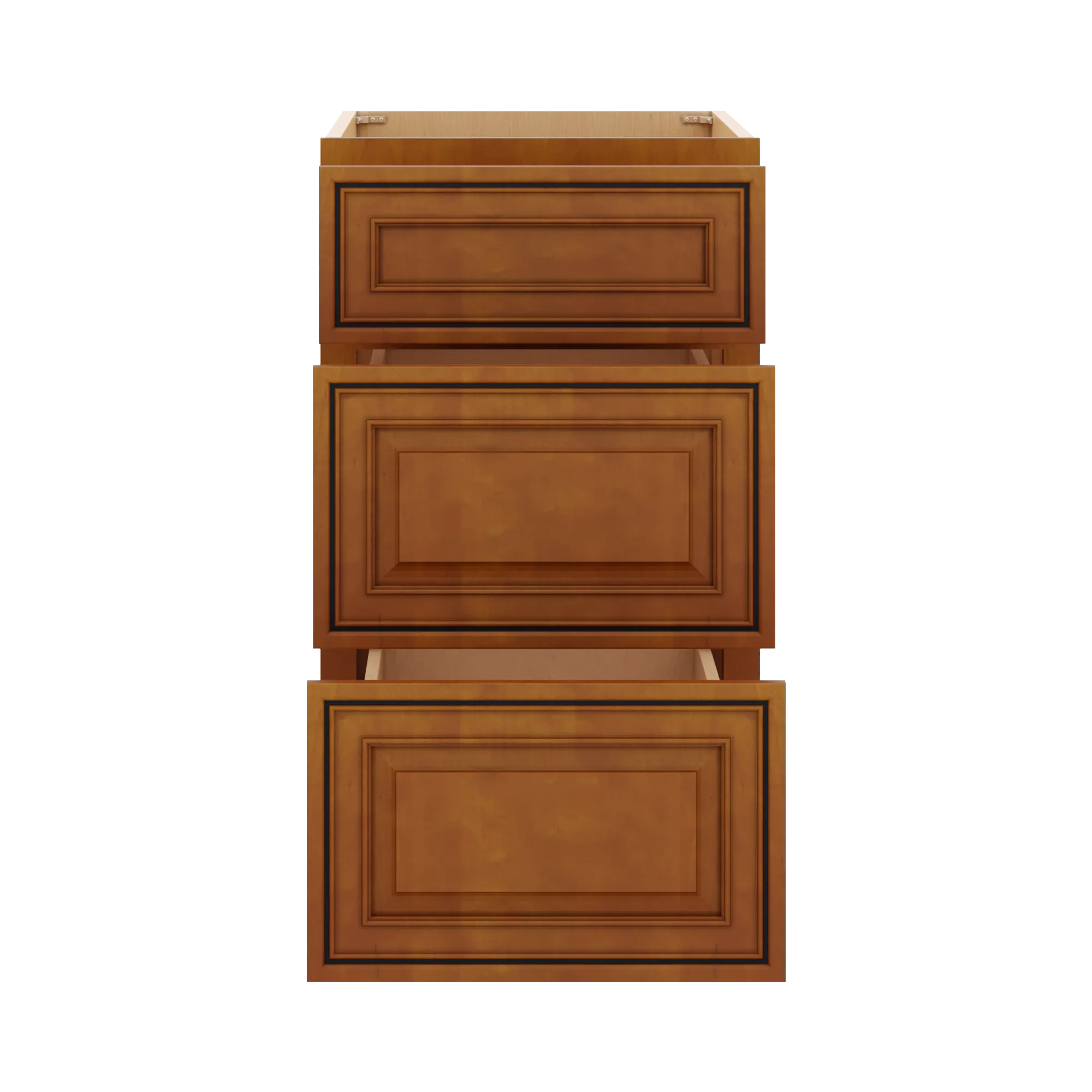 j k mocha glazed k10 base w 3 drawers 18 w