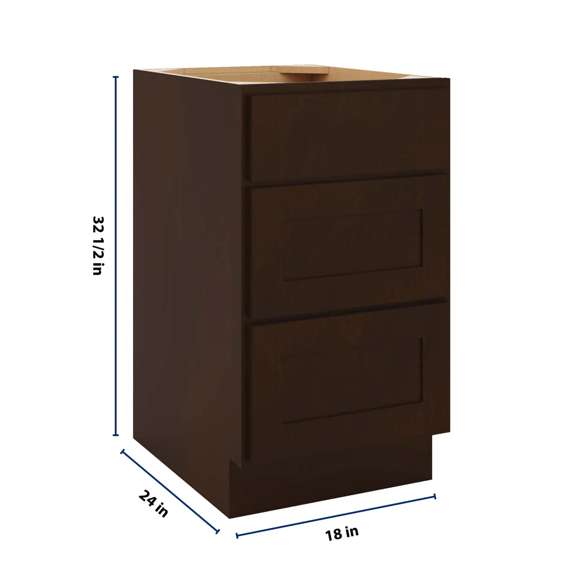 CNC Luxor 5-Piece Espresso 18" W X 32 1/2" H X 32 1/2" 3 Drawer Base Cabinet