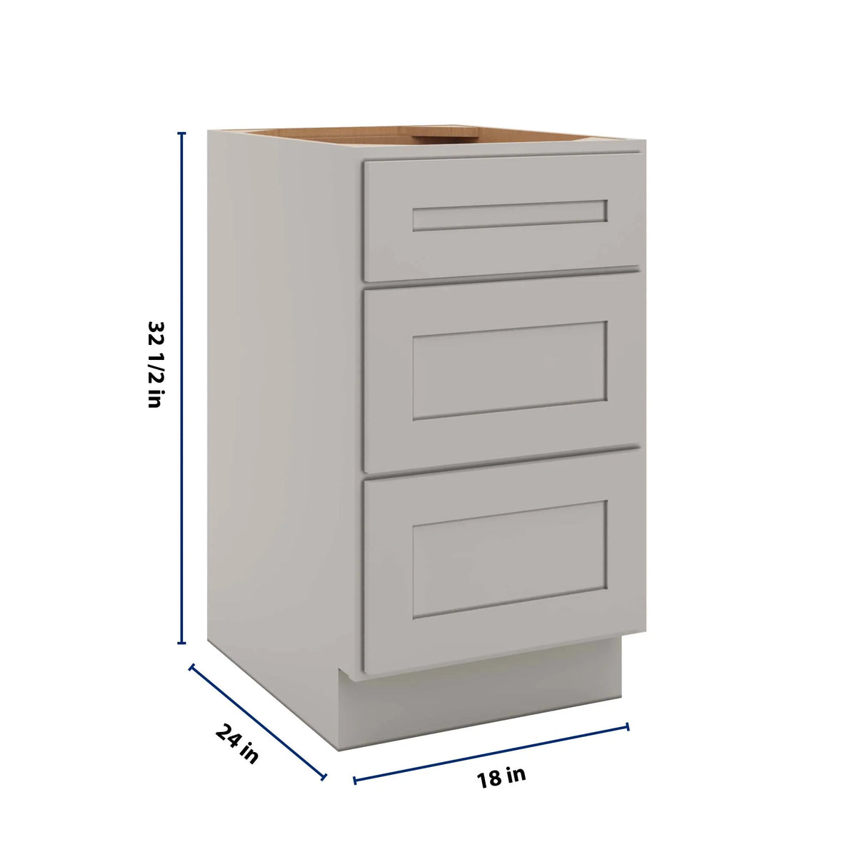CNC Luxor 5-Piece Misty Grey 18" W X 32 1/2" H 3 Drawer Base Cabinet