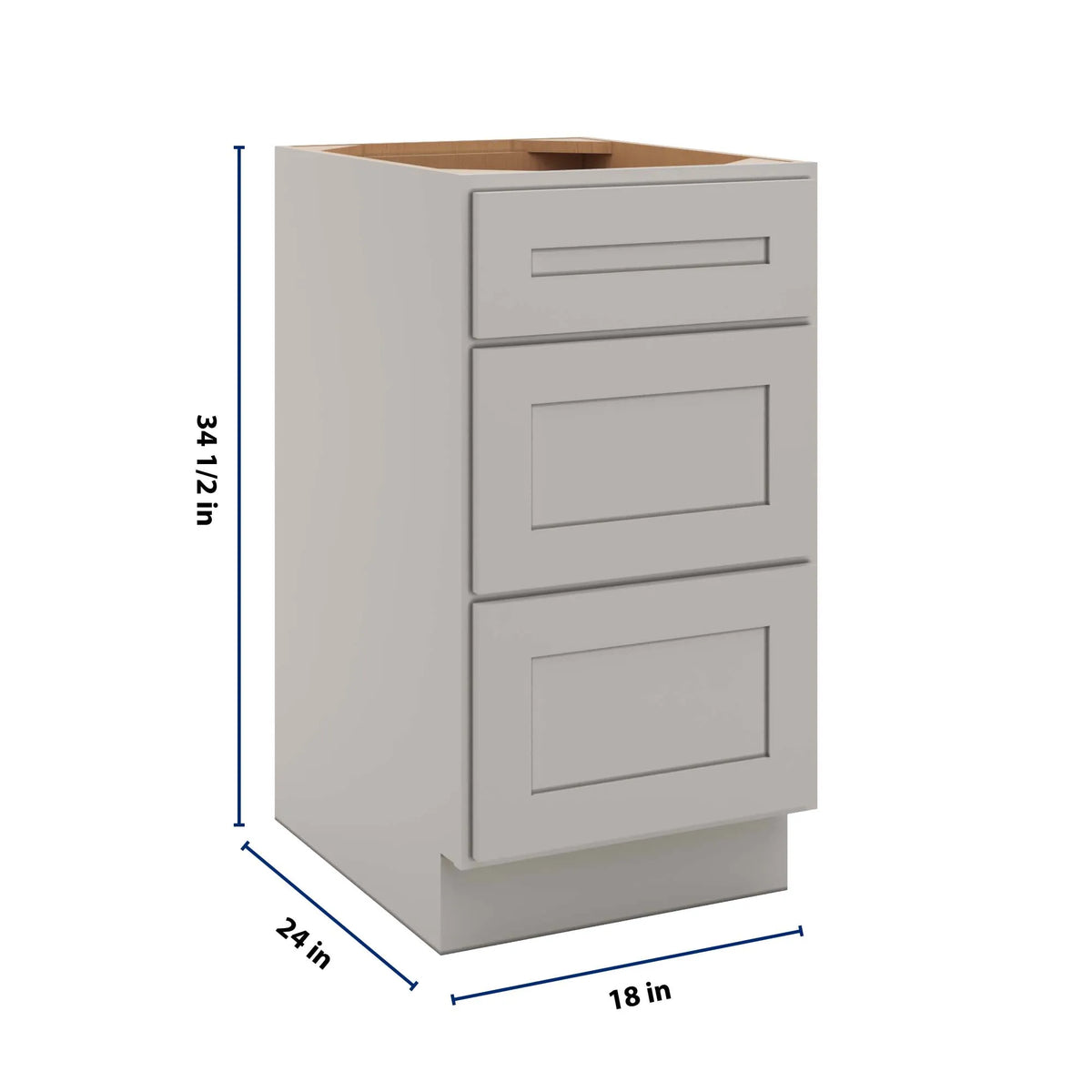 CNC Luxor 5-Piece Misty Grey 18" W 3 Drawer Base Cabinet