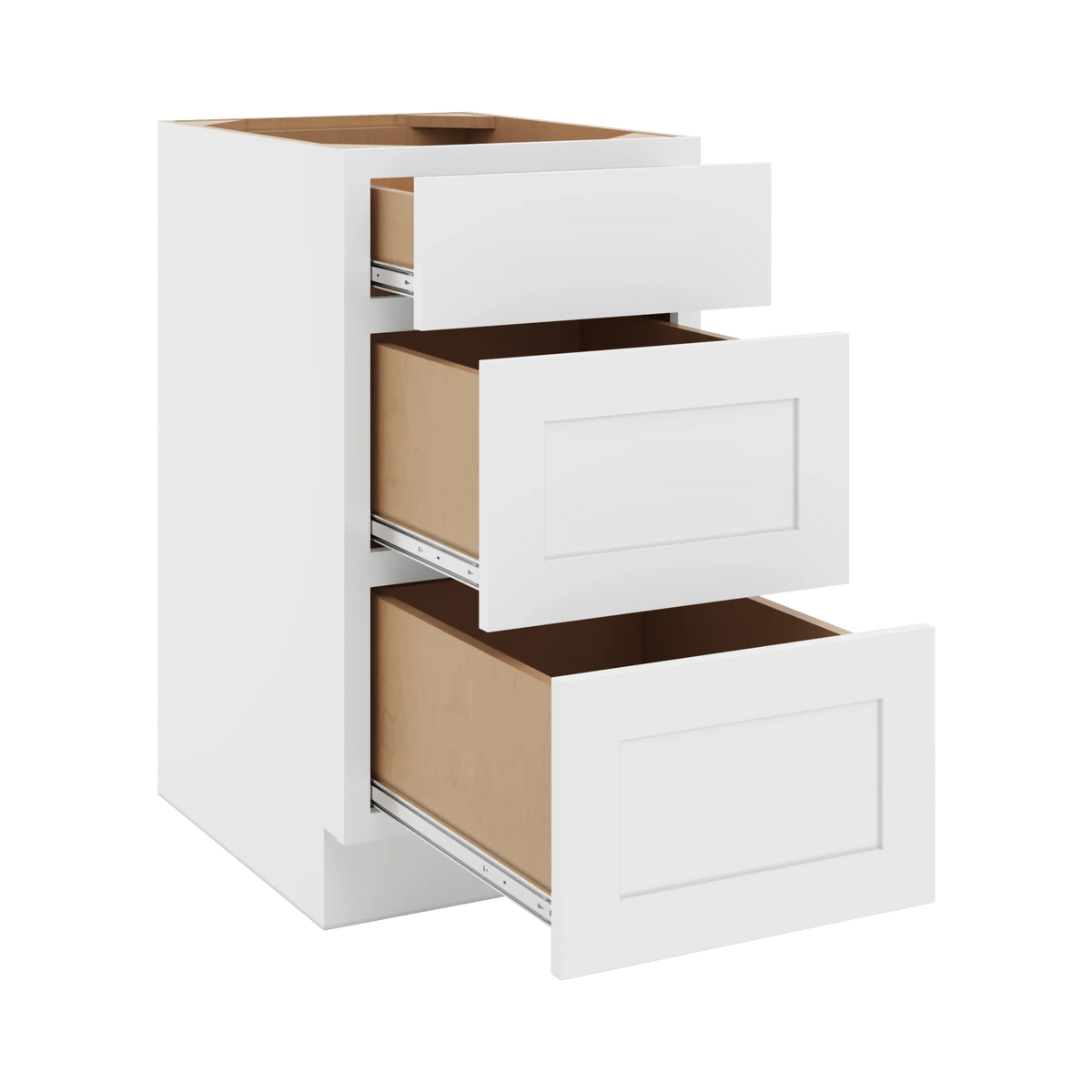 cnc luxor white 18 w 3 drawer base cabinet