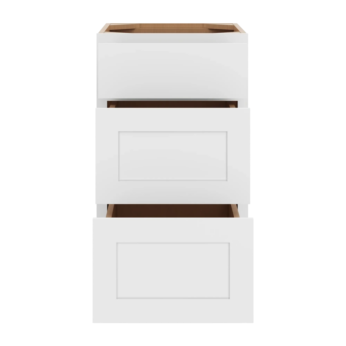 cnc luxor white 18 w 3 drawer base cabinet