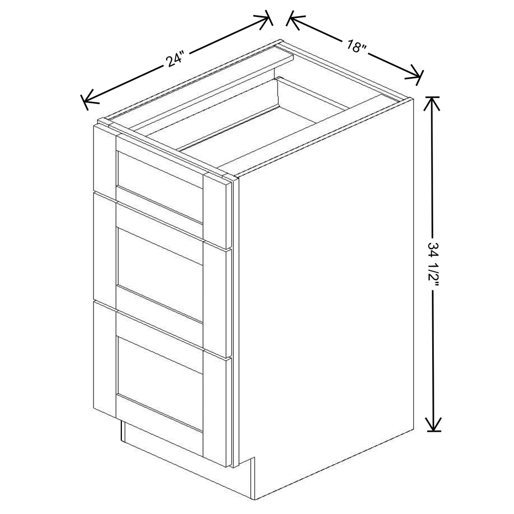 Fabuwood Allure Fusion Kona 18" W X 34 1/2" H X 24" D 3 Drawer Base Cabinet