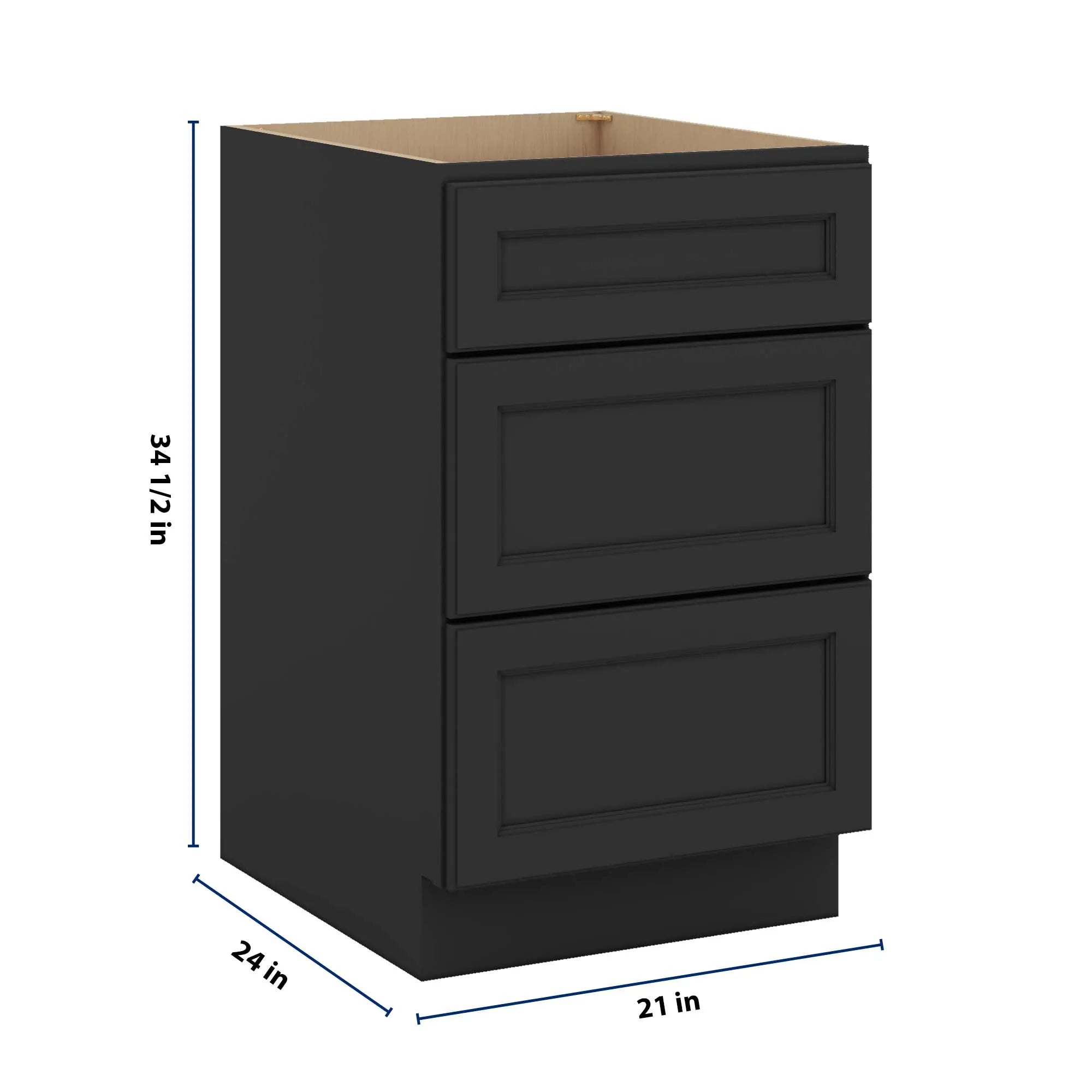 J&K Charcoal E2 Base w/3 Drawers - 21" W