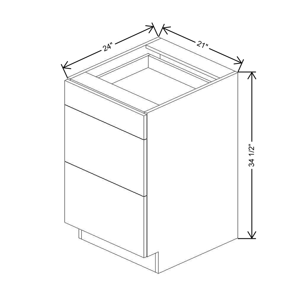 CNC Concord Richmond White 21" W 3 Drawer Base Cabinet