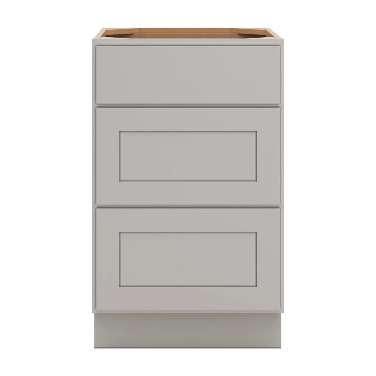 cnc luxor misty grey 21 w 3 drawer base cabinet