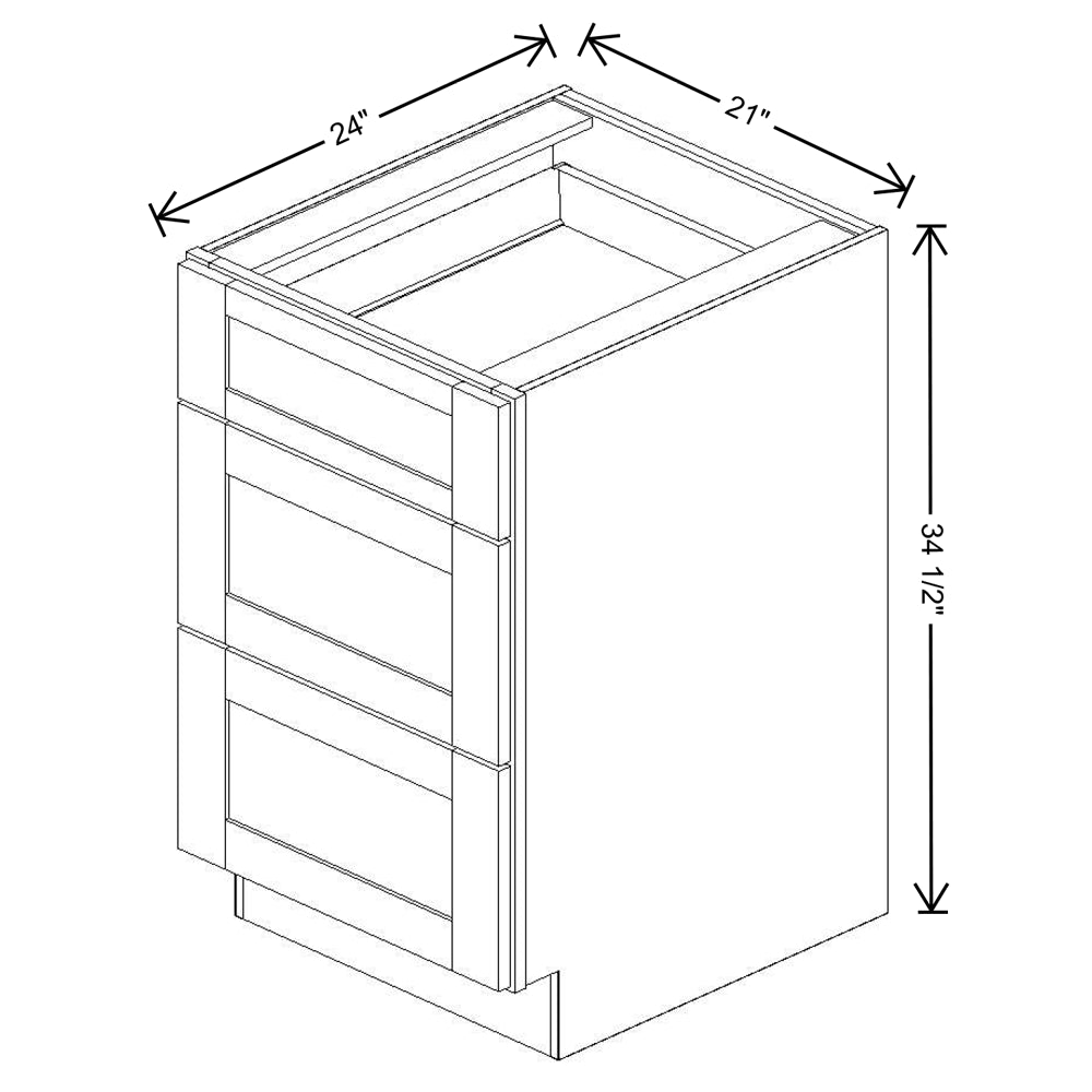 Fabuwood Allure Onyx Horizon 21" W X 34 1/2" H X 24" D 3 Drawer Base Cabinet