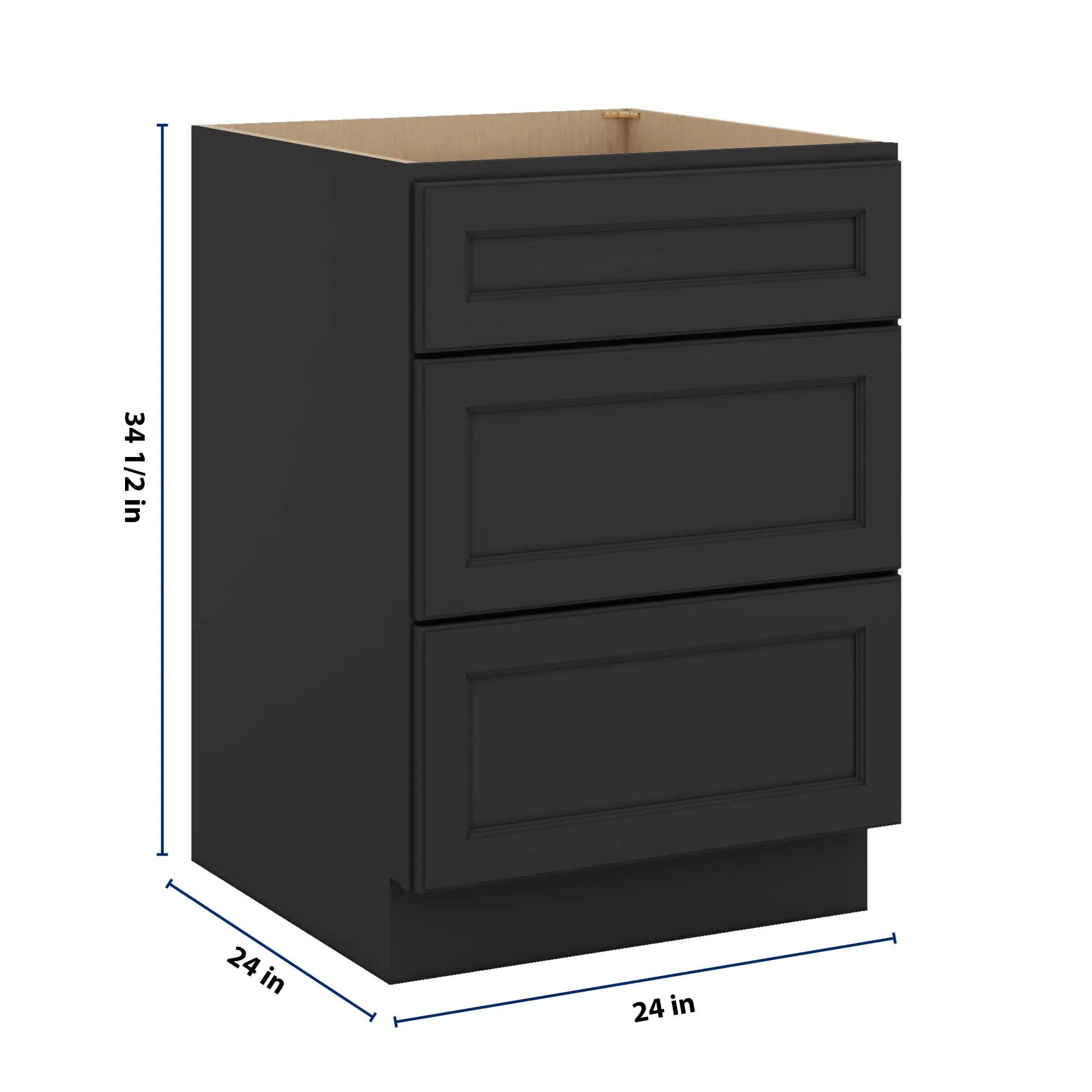 J&K Charcoal E2 Base w/3 Drawers - 24" W