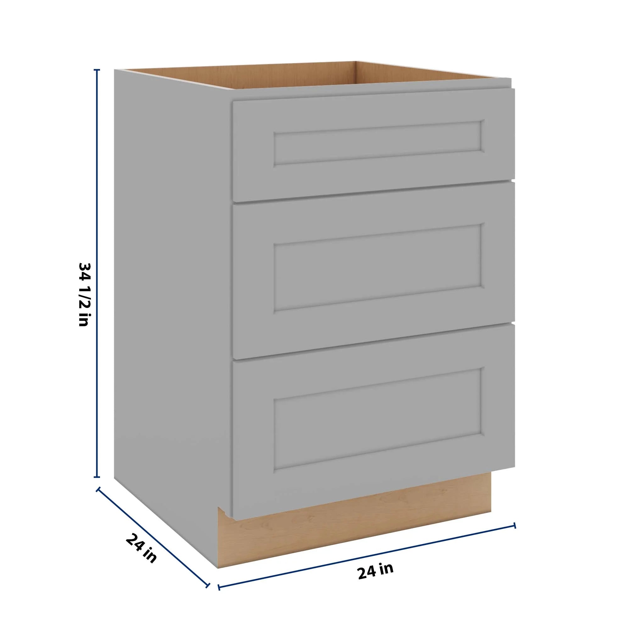 J&K Castle Grey S5 Base w/3 Drawers - 24" W