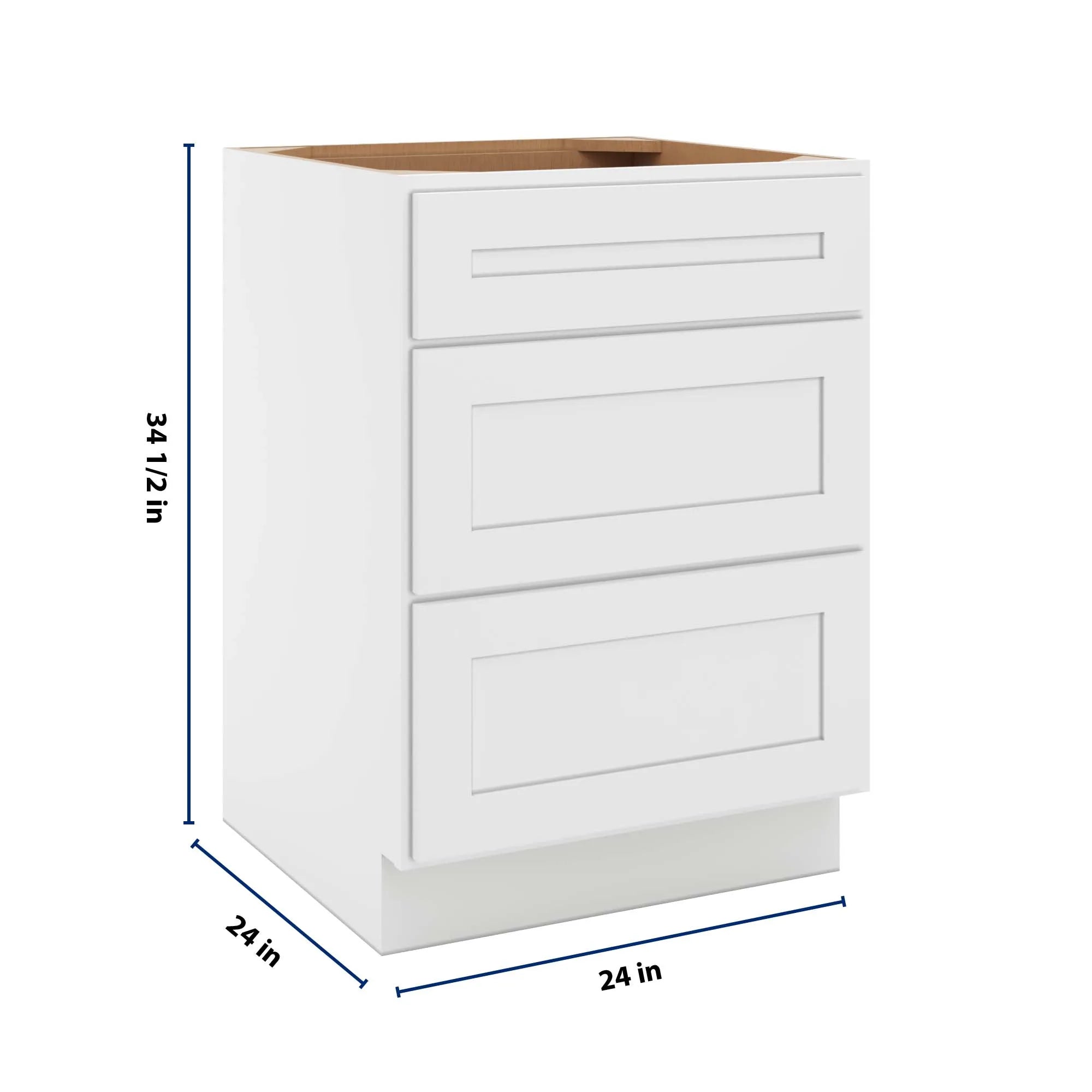 cnc luxor 5 piece white 24 w 3 drawer base cabinet