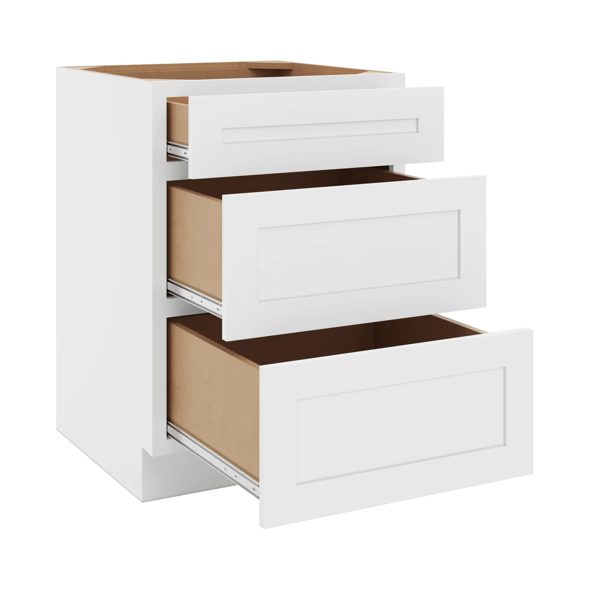 cnc luxor 5 piece white 24 w 3 drawer base cabinet