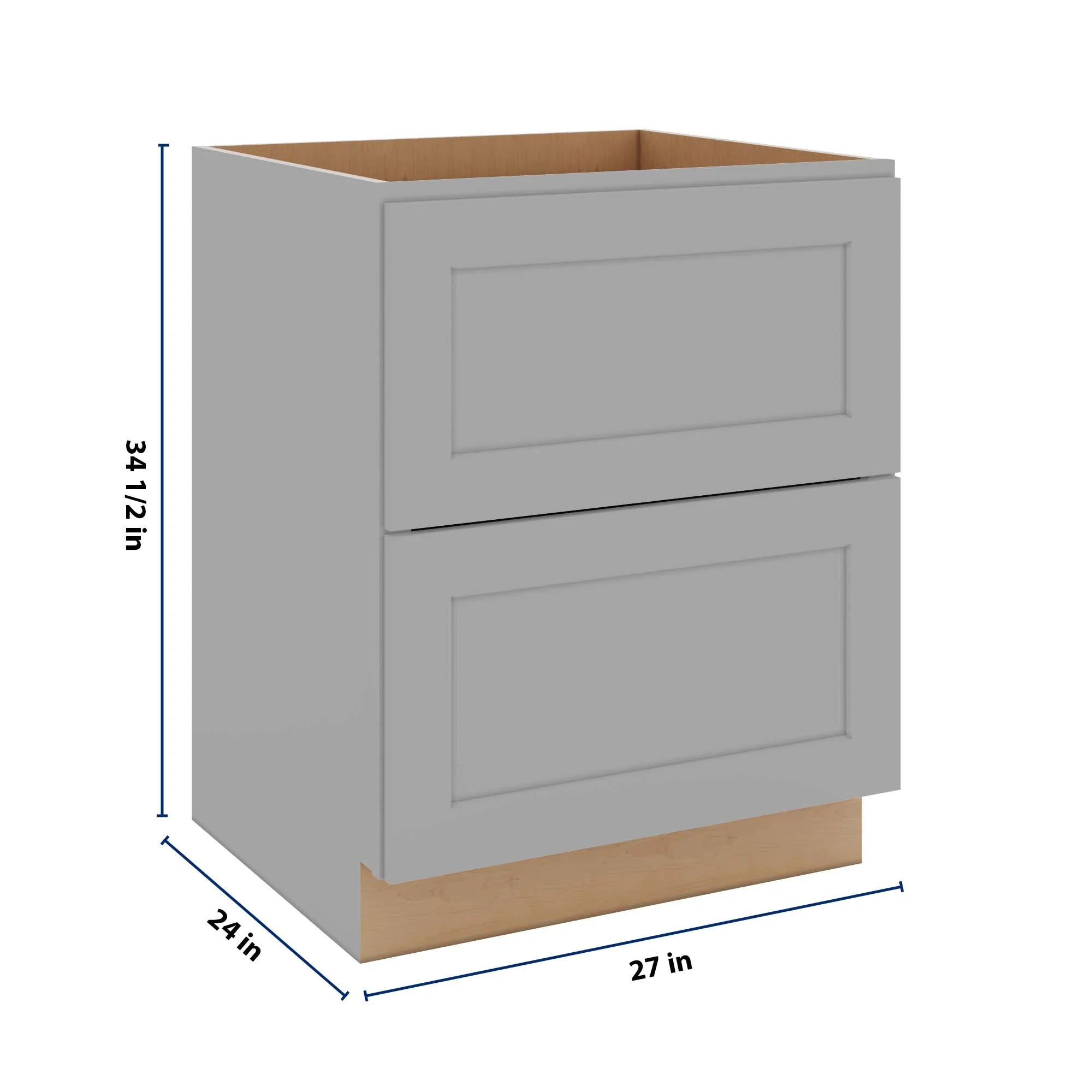 J&K Castle Grey S5 Base w/2 Drawers - 27" W