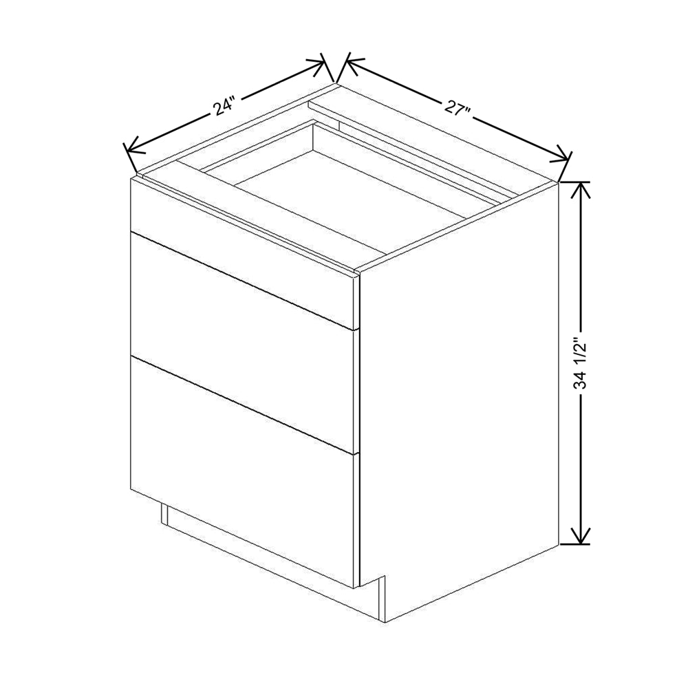 CNC Classic Broadway Chestnut 27" W 3 Drawer Base Cabinet