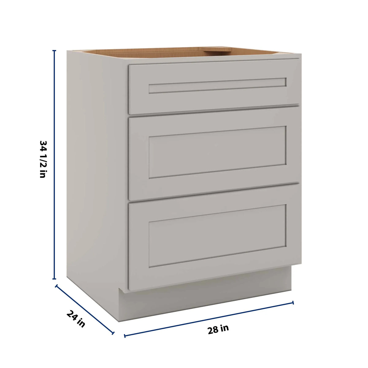 CNC Luxor 5-Piece Misty Grey 27" W 3 Drawer Base Cabinet