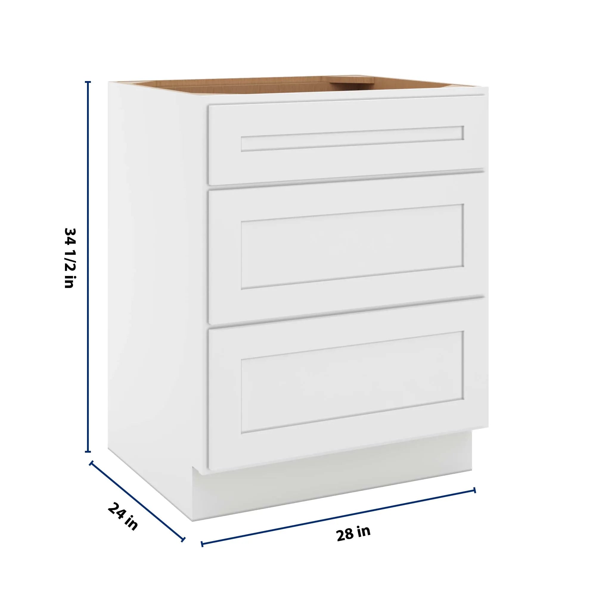 cnc luxor 5 piece white 27 w 3 drawer base cabinet