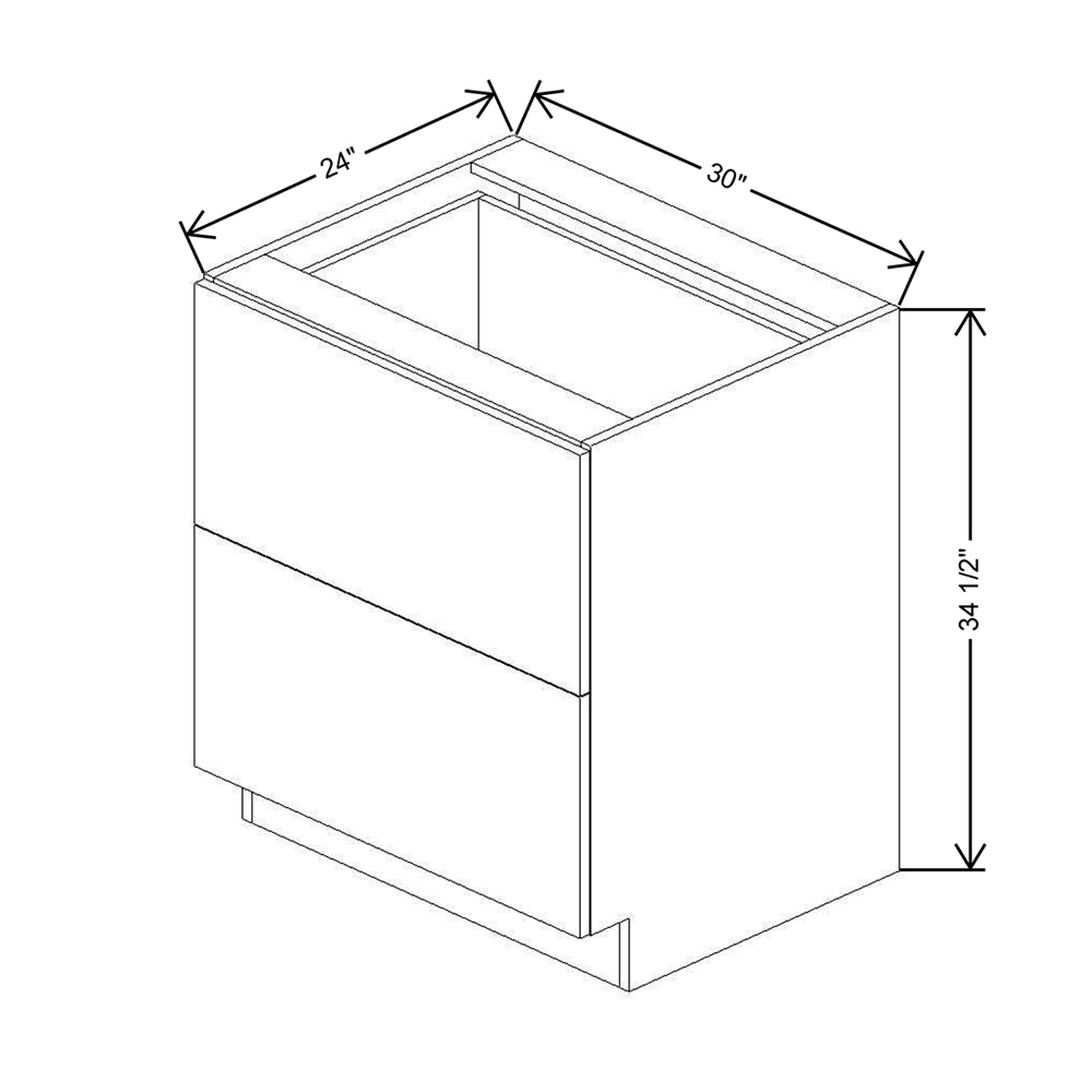 CNC Classic Milano Ash 30" W 2 Drawer Base Cabinet