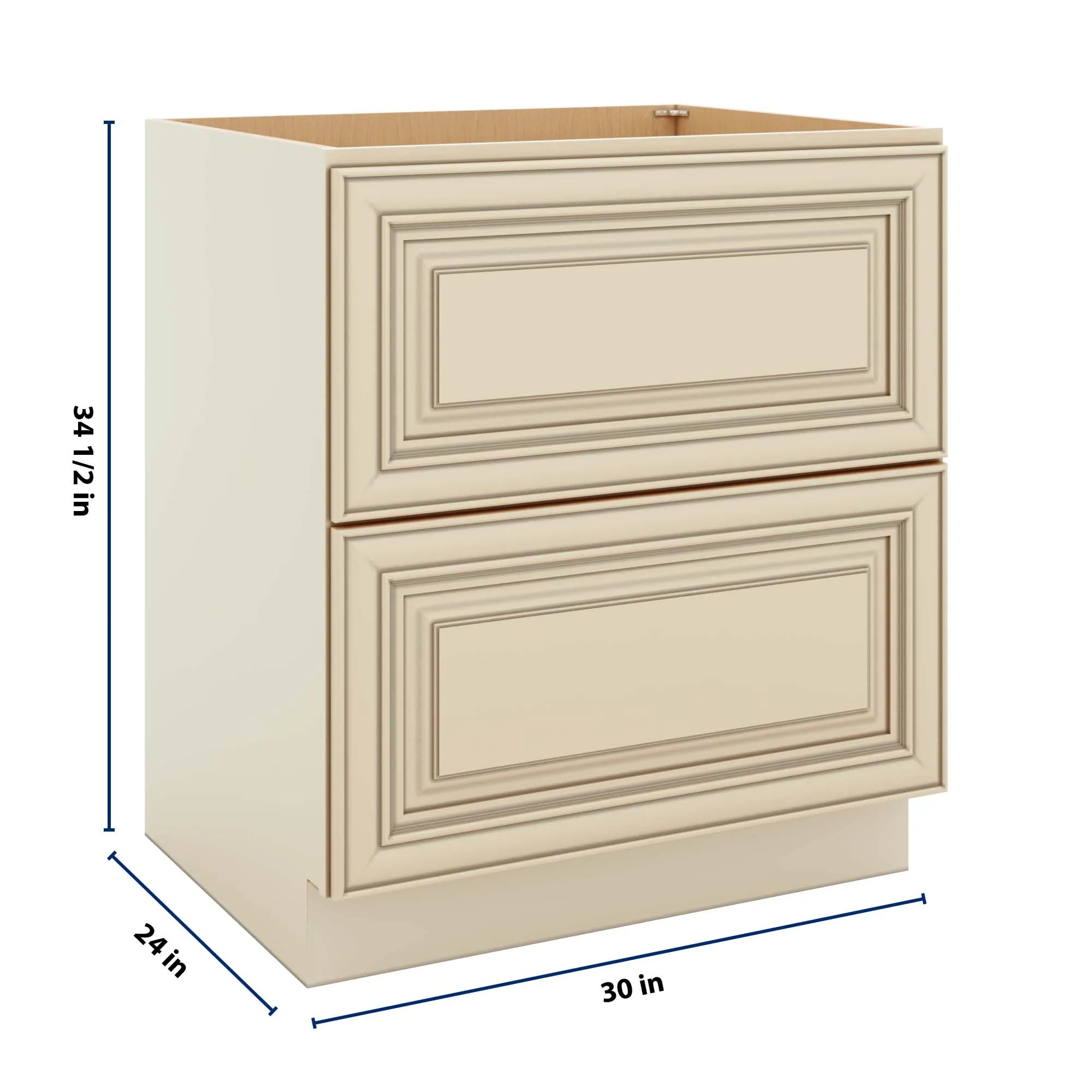 J&K Creme Glazed A7 Base w/2 Drawers - 30" W