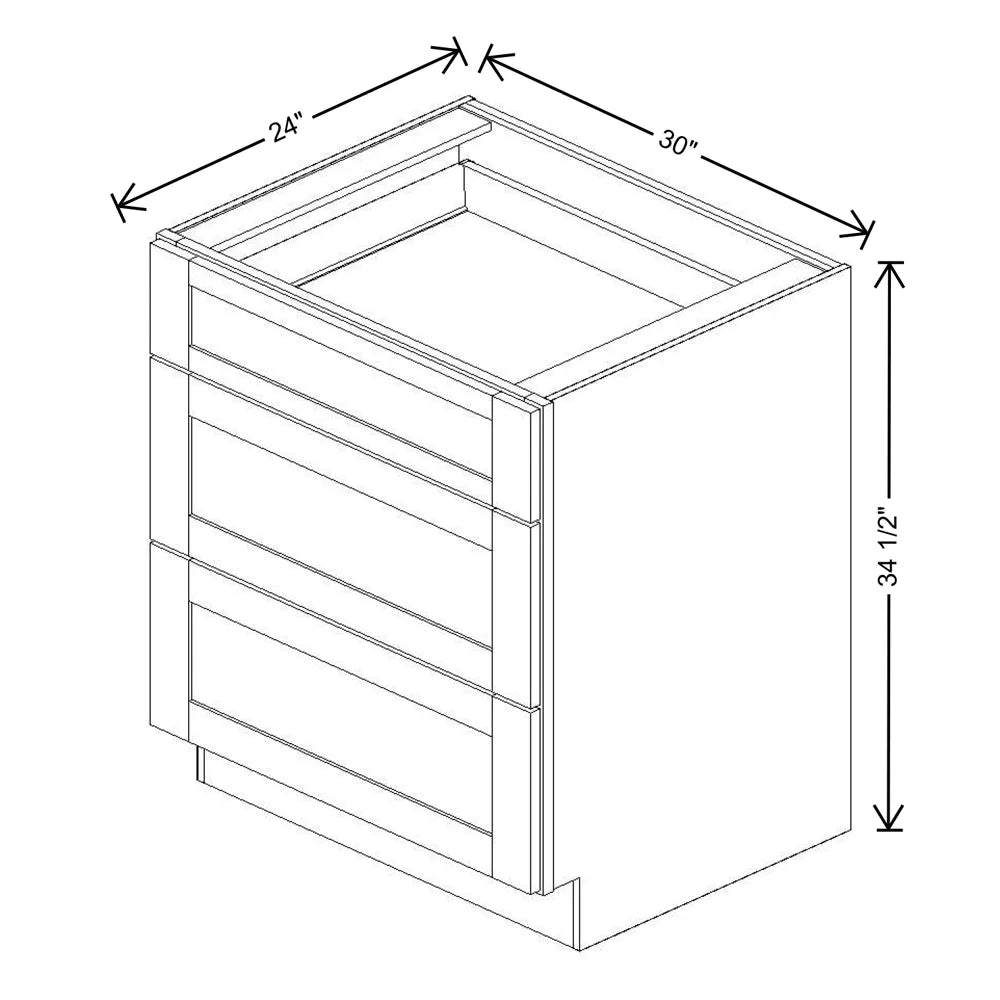 Fabuwood Allure Fusion Oyster 30" W X 34 1/2" H X 24" D 3 Drawer Base Cabinet