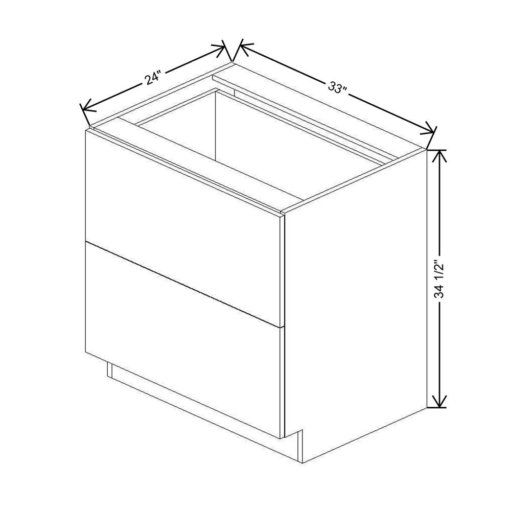 CNC Concord Sydney White 33" W 2 Drawer Base Cabinet