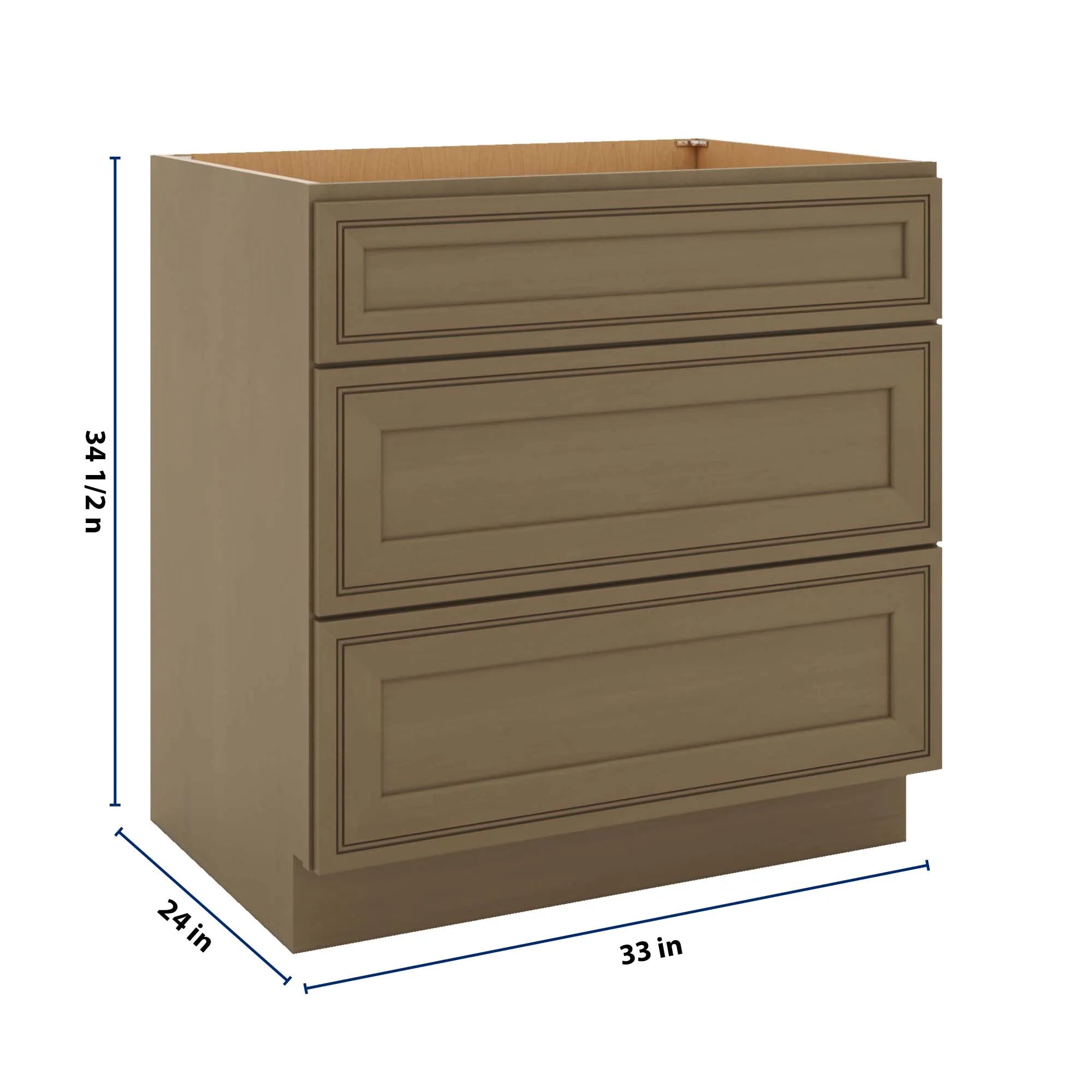 J&K Hazel H8 Base w/3 Drawers - 33" W