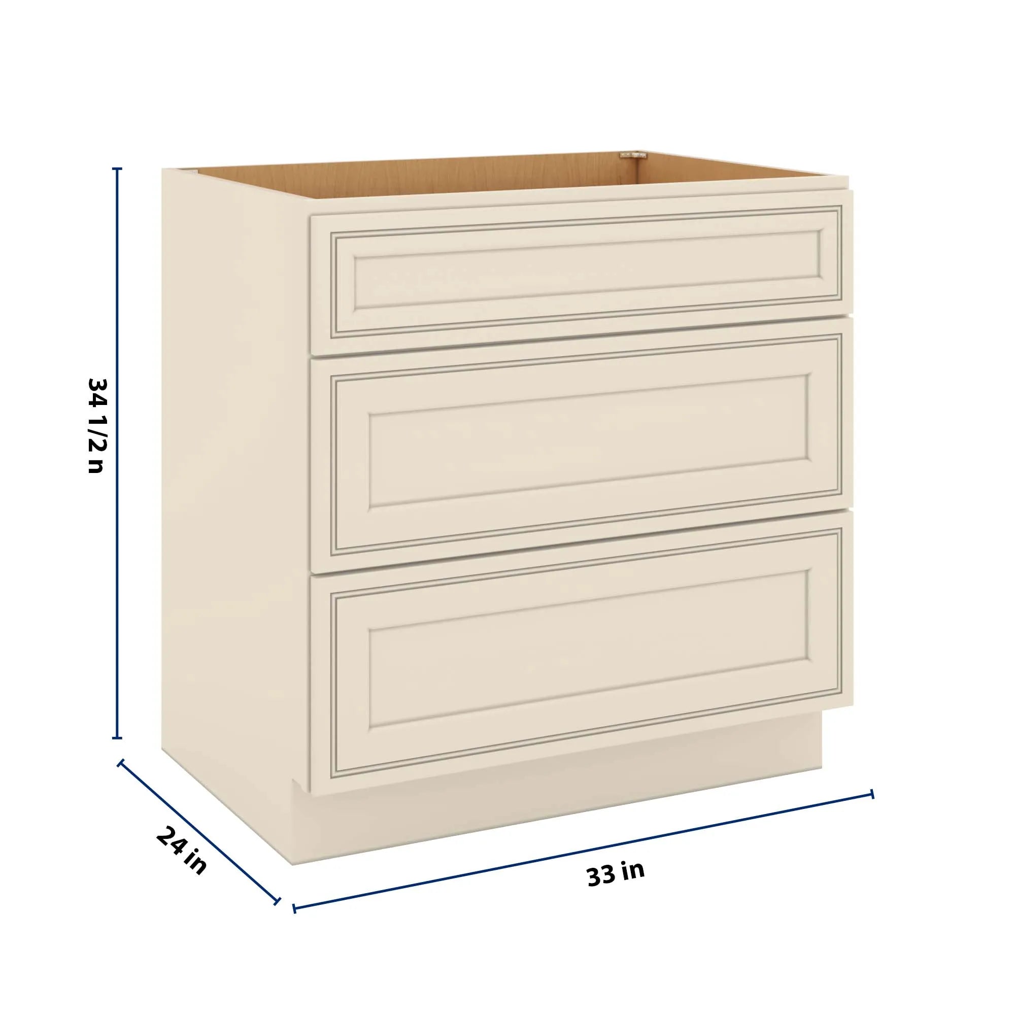 J&K Pearl Glazed H9 Base w/3 Drawers - 33" W