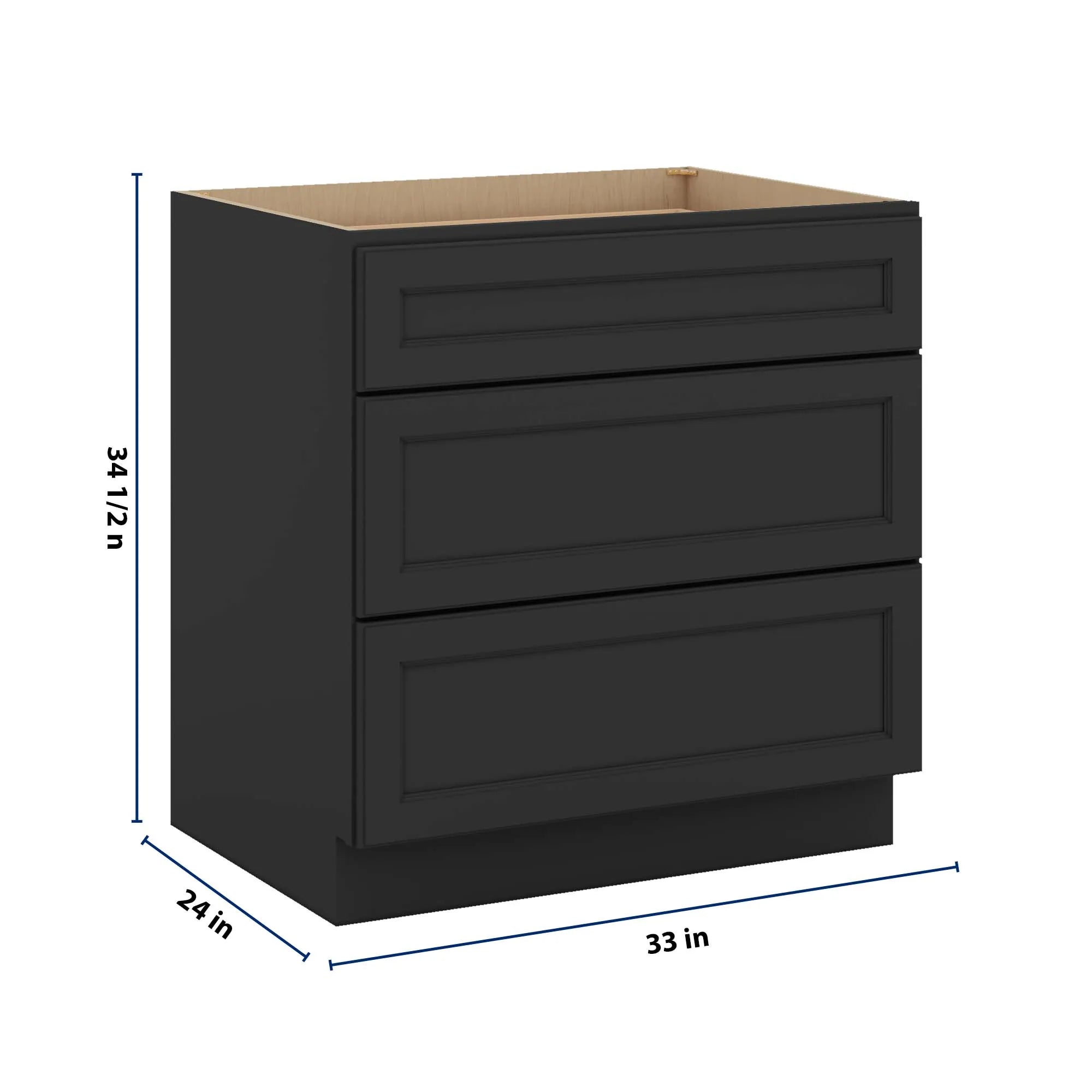 J&K Charcoal E2 Base w/3 Drawers - 33" W