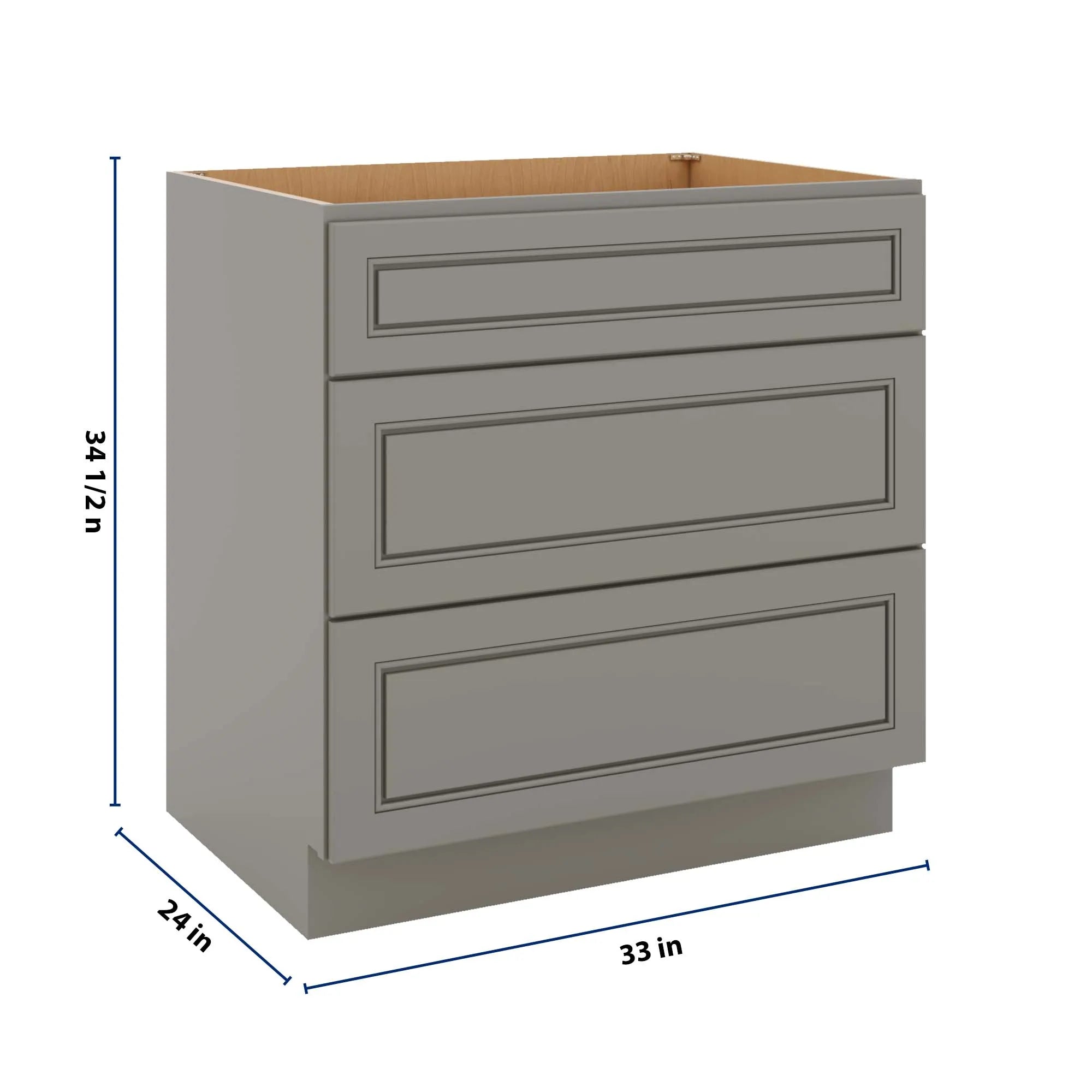 J&K Greige K3 Base w/3 Drawers - 33" W