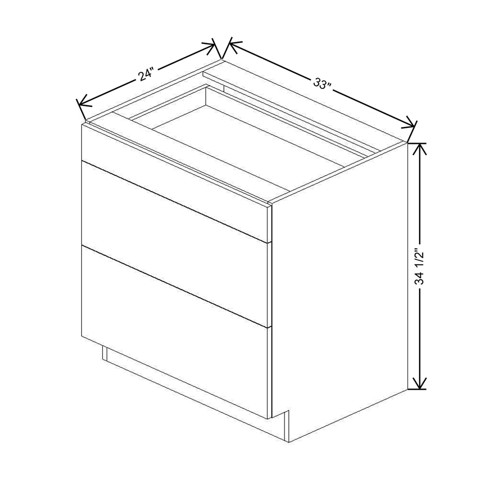 CNC Concord Richmond Stone 33" W 3 Drawer Base Cabinet