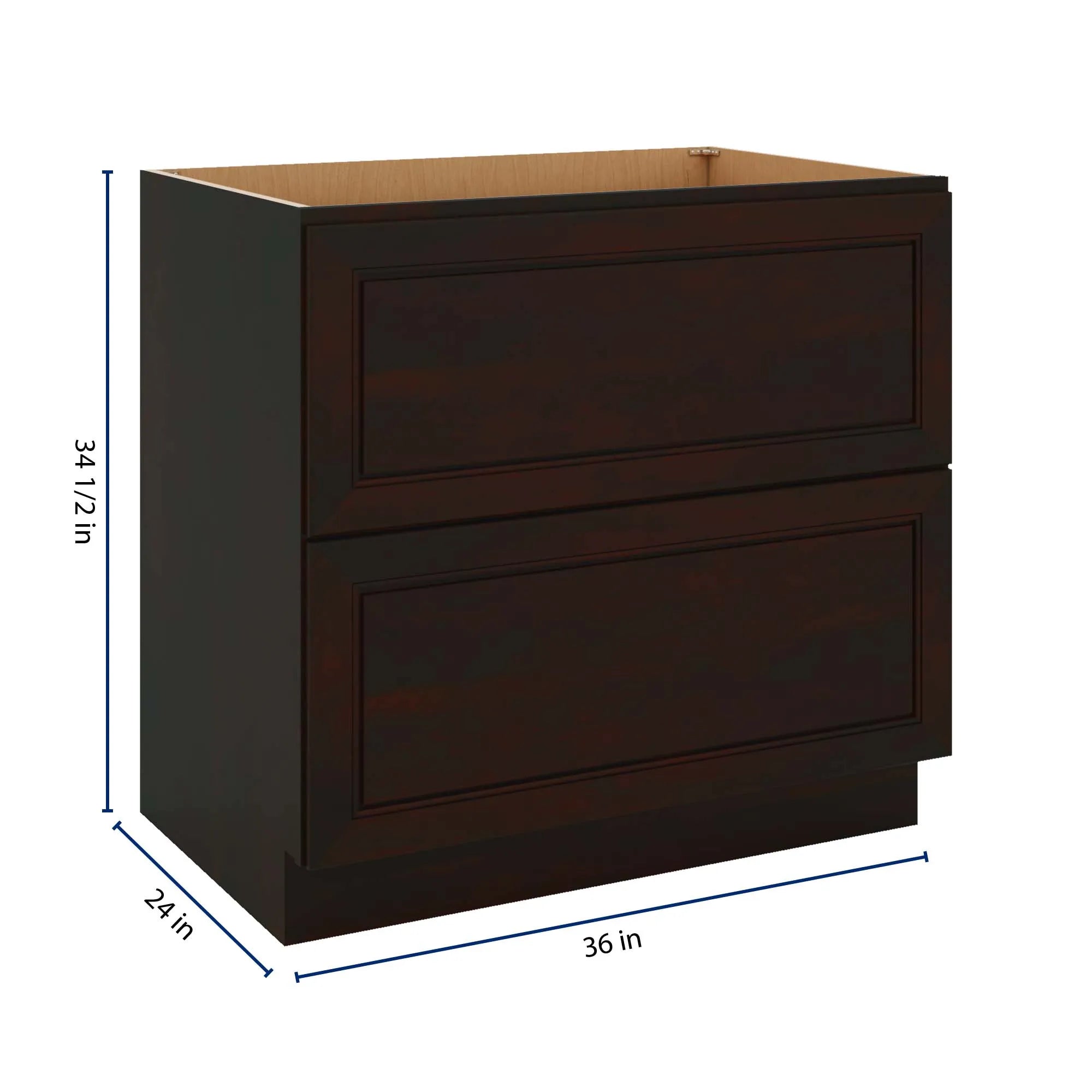J&K Espresso K8 Base w/2 Drawers - 36" W