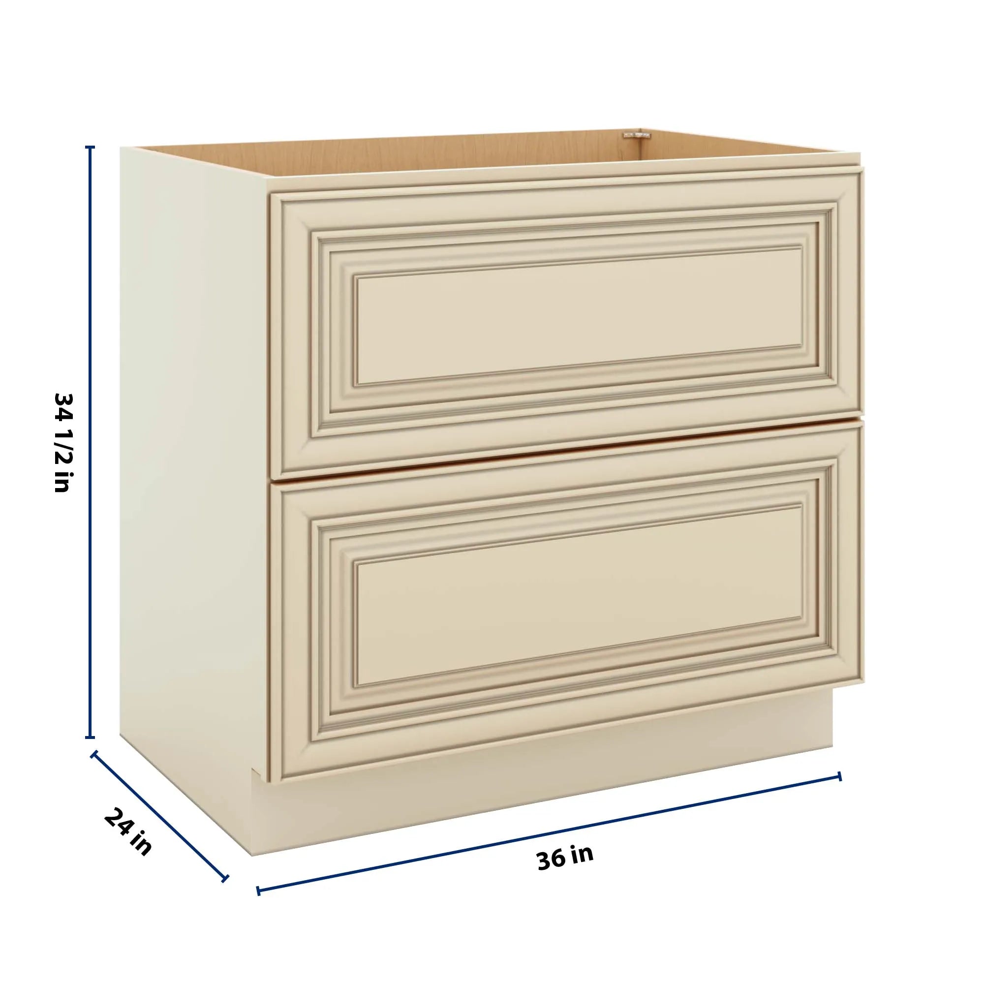 J&K Creme Glazed A7 Base w/2 Drawers - 36" W